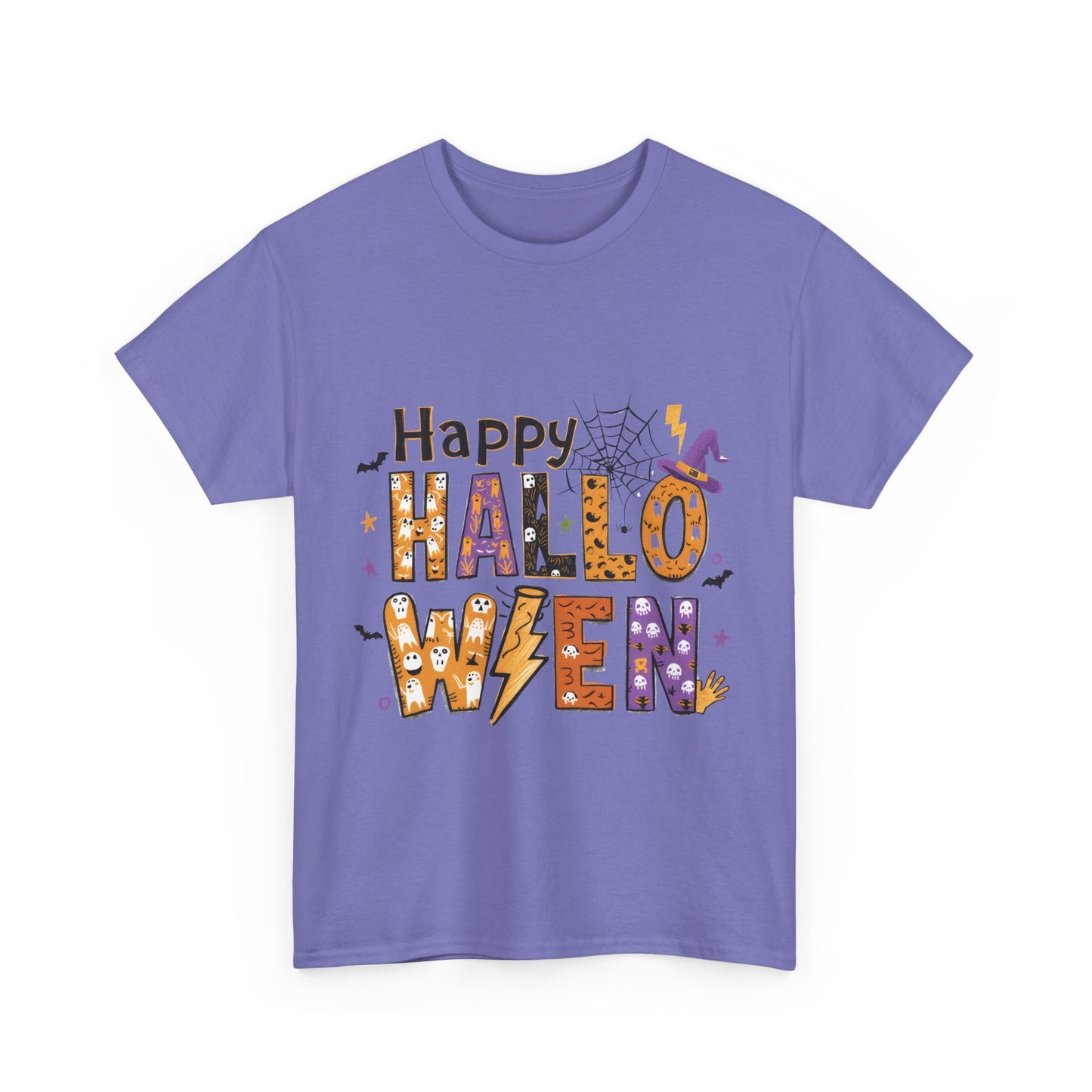 Happy Halloween Unisex Heavy Cotton Tee - Fun Festive Halloween School Teacher T-Shirt for Fall Celebrations