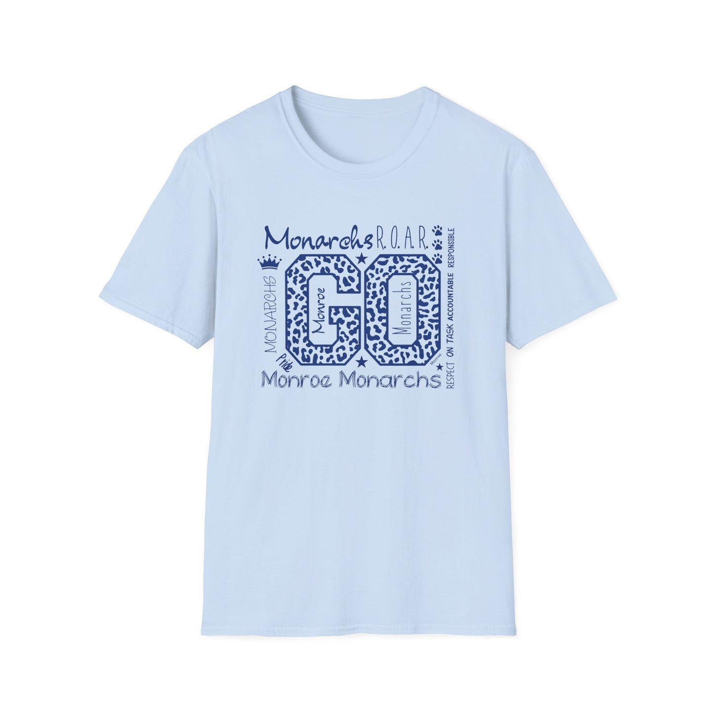 GO Monarchs Blue Leopard Print Unisex T-Shirt - School Spirit & Team Pride