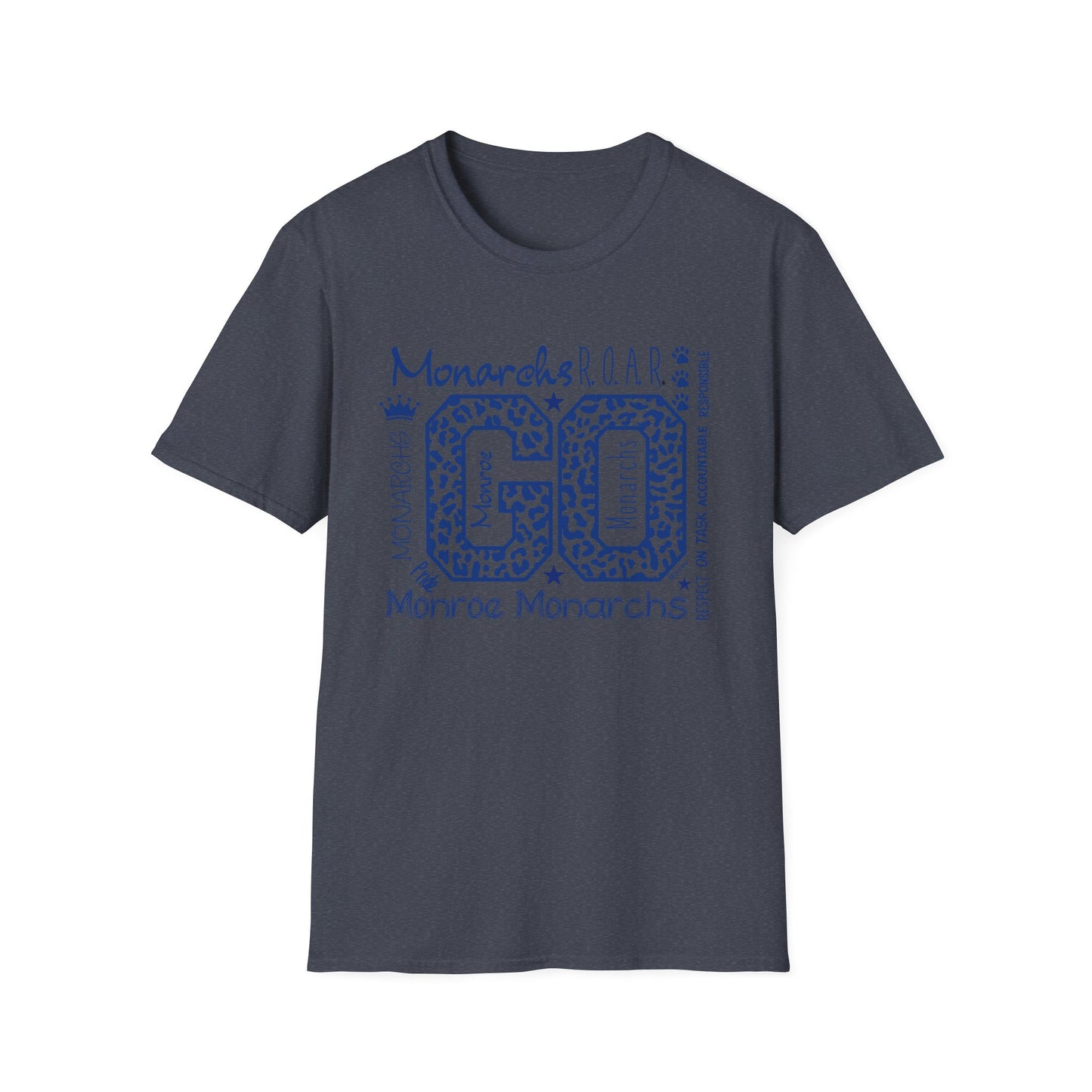 GO Monarchs Blue Leopard Print Unisex T-Shirt - School Spirit & Team Pride