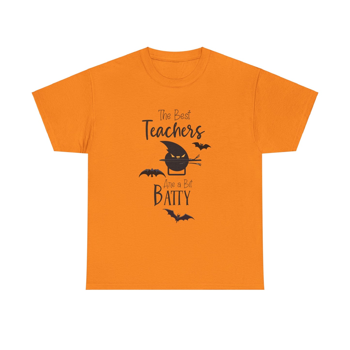 "The Best Teachers Are a Bit Batty" Unisex Heavy Cotton Tee - Fun Halloween School Teacher Shirt