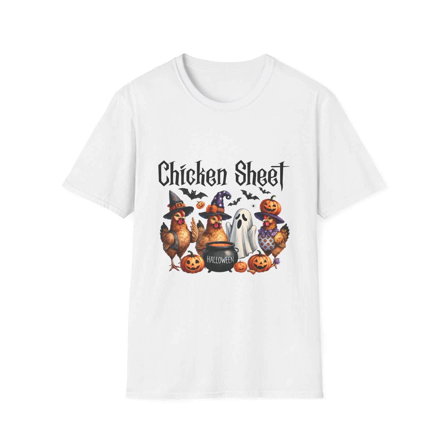 Funny Chicken Sheet Halloween Unisex Softstyle T-Shirt