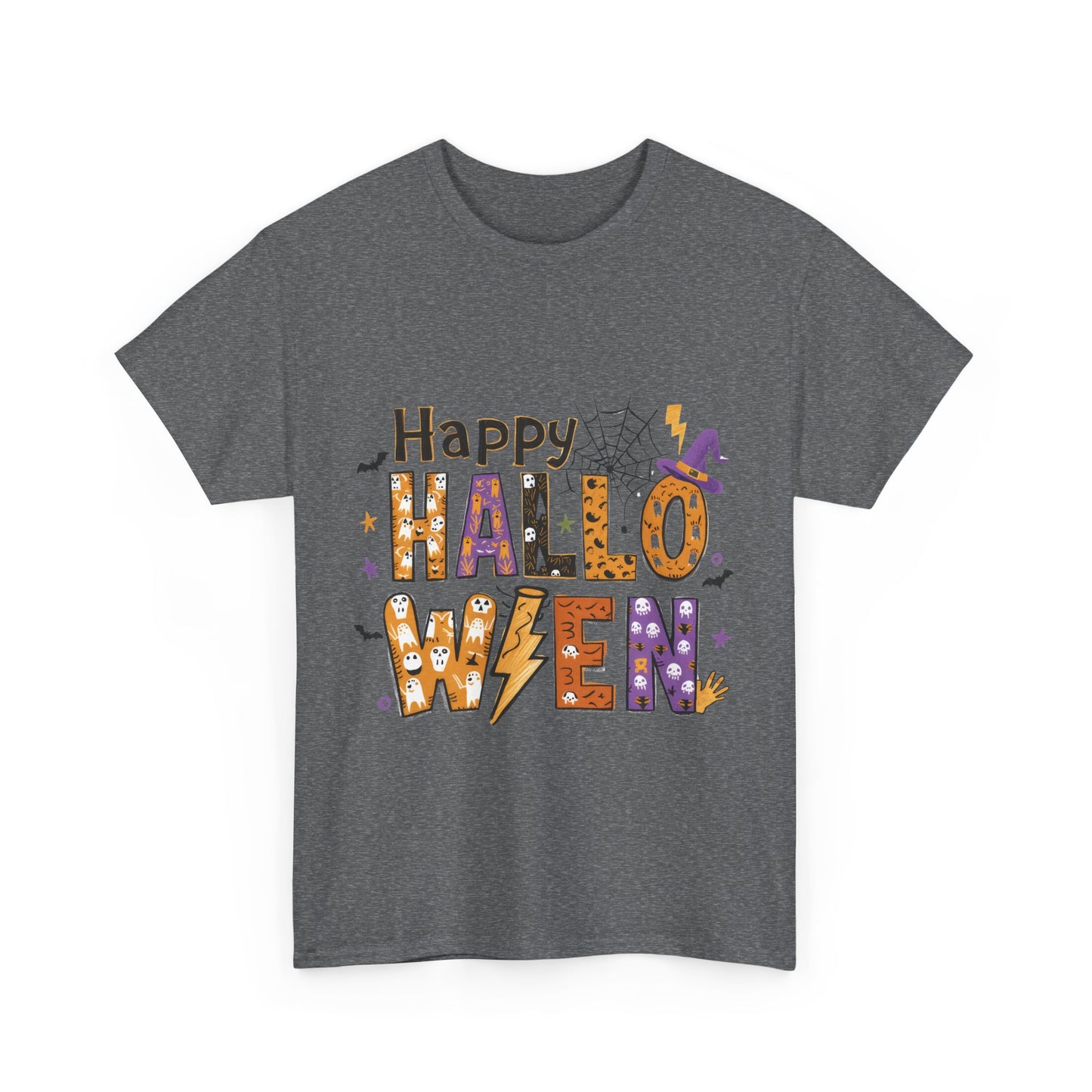 Happy Halloween Unisex Heavy Cotton Tee - Fun Festive Halloween School Teacher T-Shirt for Fall Celebrations