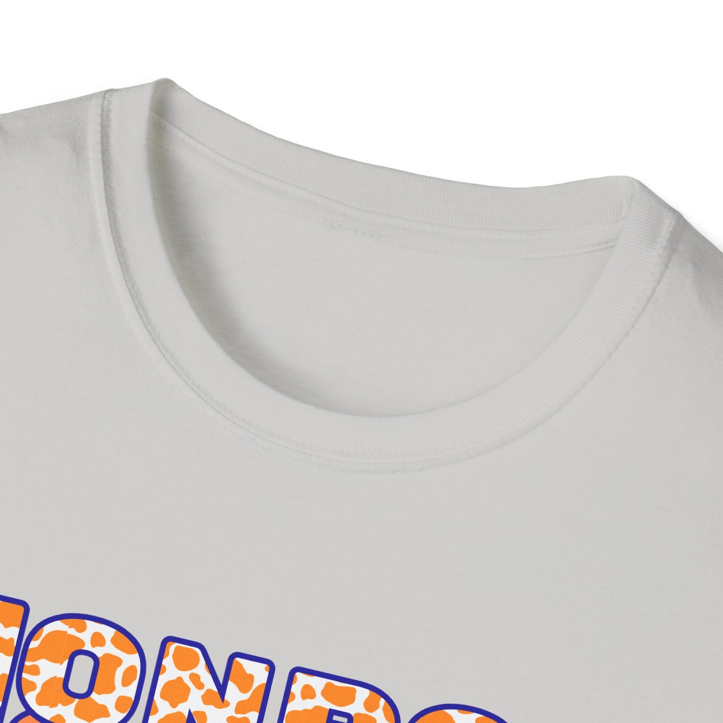 Monroe Cow Print Orange Graphic Unisex Softstyle T-Shirt - Casual Blue Tee for Every Occasion