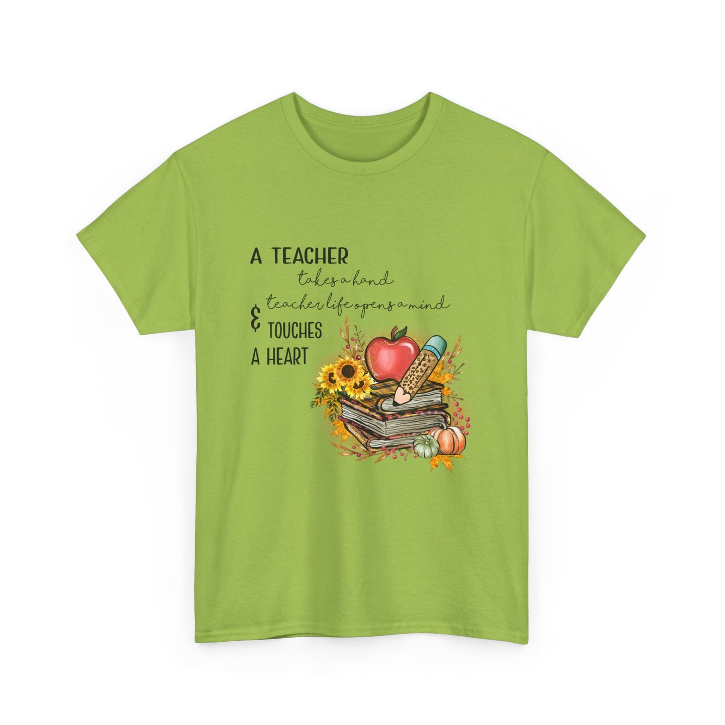 A Teacher Touches a Heart Fall Unisex Heavy Cotton Tee