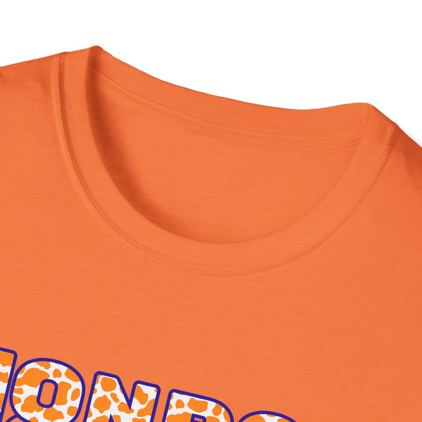 Monroe Cow Print Orange Graphic Unisex Softstyle T-Shirt - Casual Blue Tee for Every Occasion