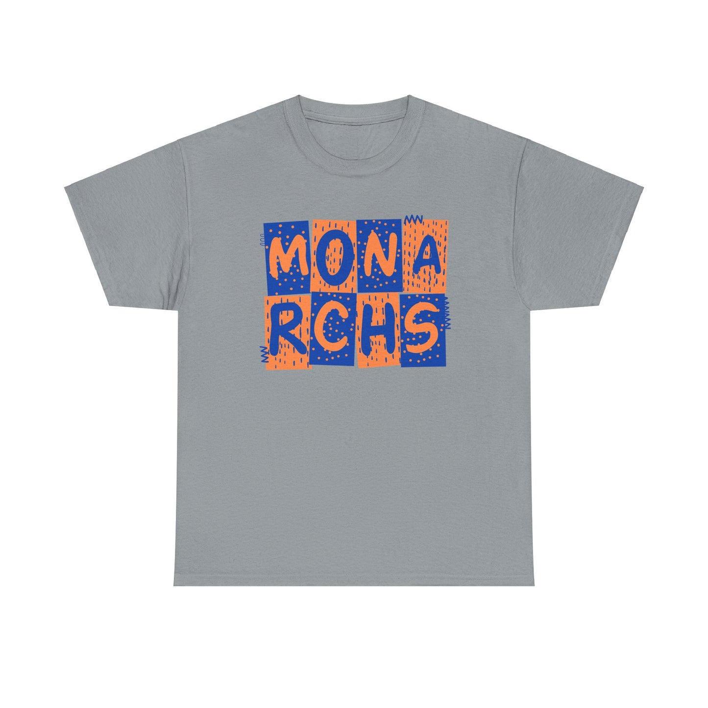 Monarchs Blue and Orange Squares Unisex Heavy Cotton Tee -