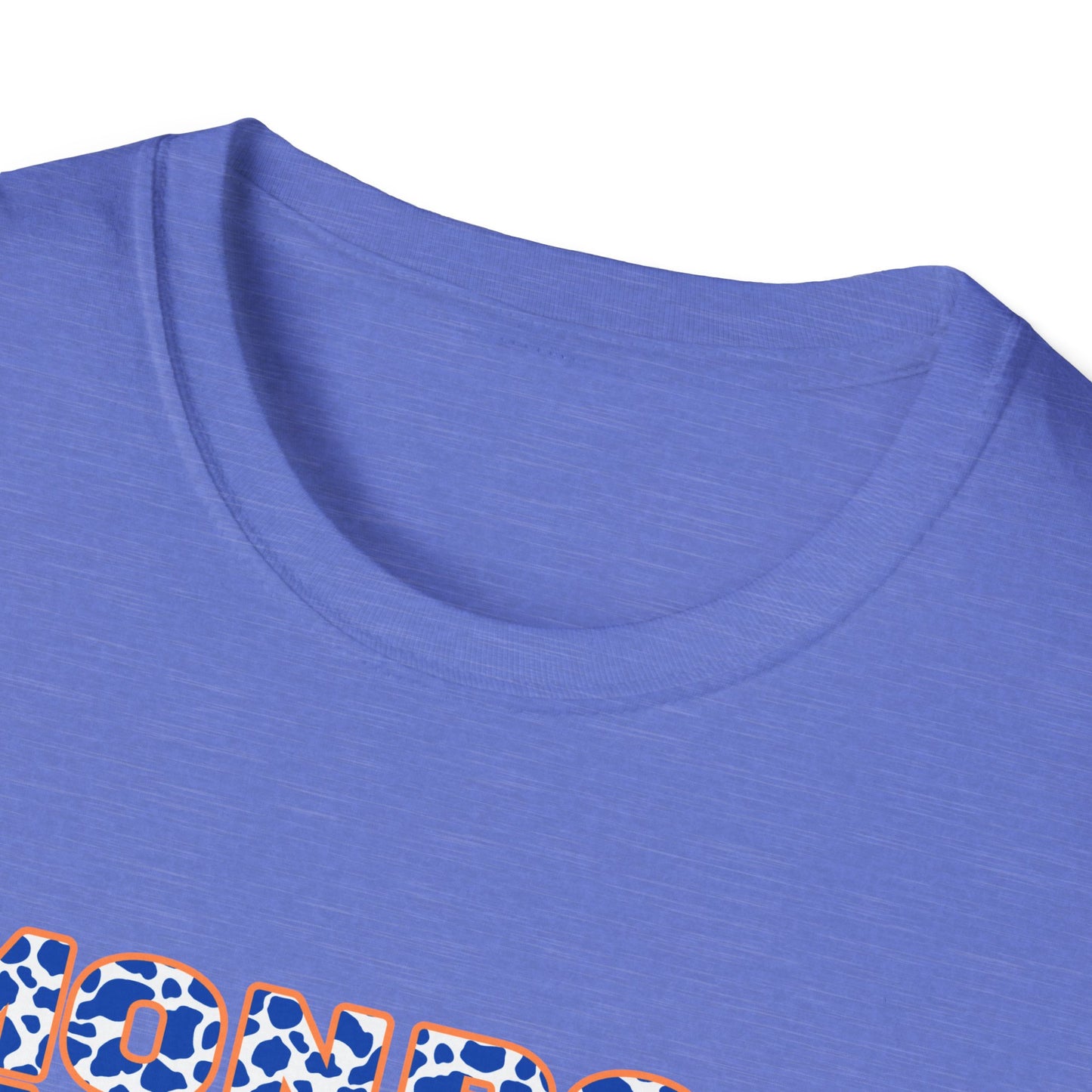 Monroe Graphic Blue Cow Print Unisex Softstyle T-Shirt - Casual Everyday Wear