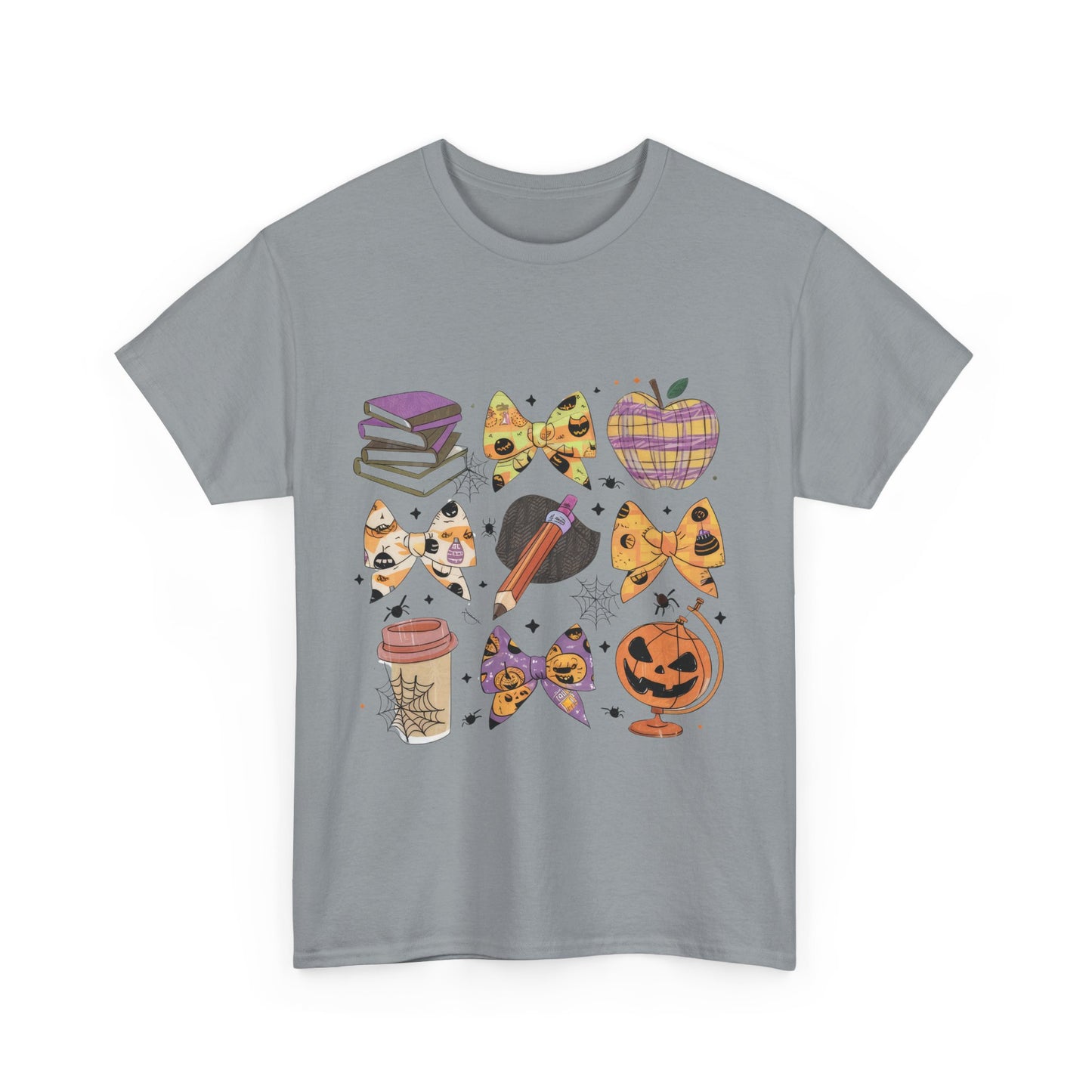Cute Cat & Pumpkin Halloween School Teacher Unisex Heavy Cotton Tee