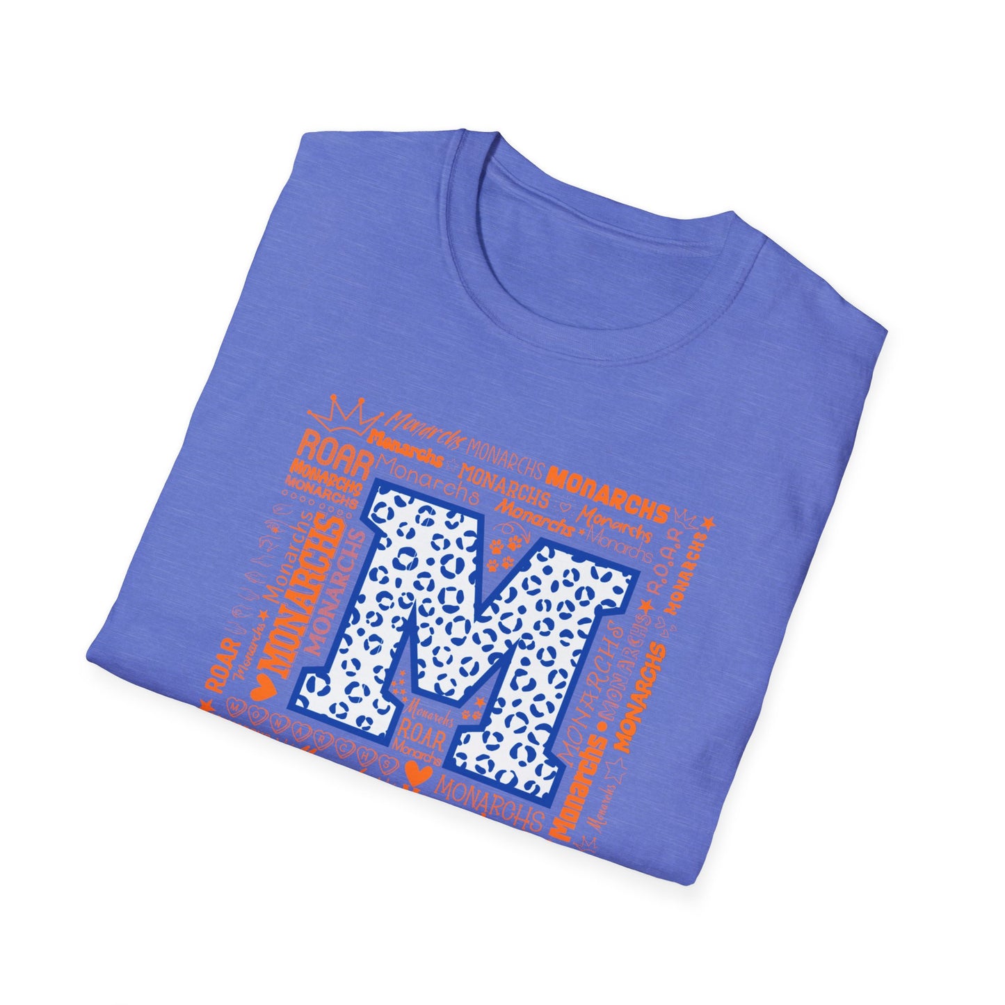Blue Leopard M Monarchs Roar Unisex Softstyle T-Shirt - Fun Leopard Print Design