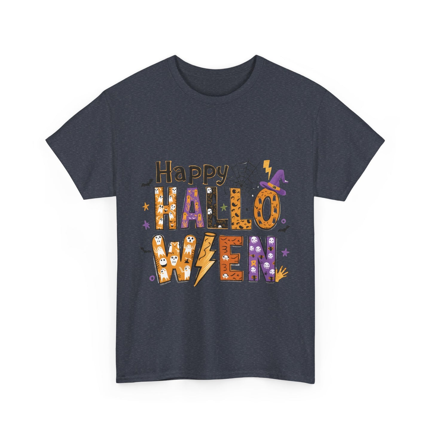 Happy Halloween Unisex Heavy Cotton Tee - Fun Festive Halloween School Teacher T-Shirt for Fall Celebrations