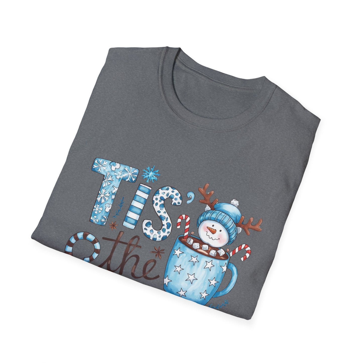 'Tis the Season Unisex Softstyle T-Shirt - Festive Holiday Tee with Snowman Design