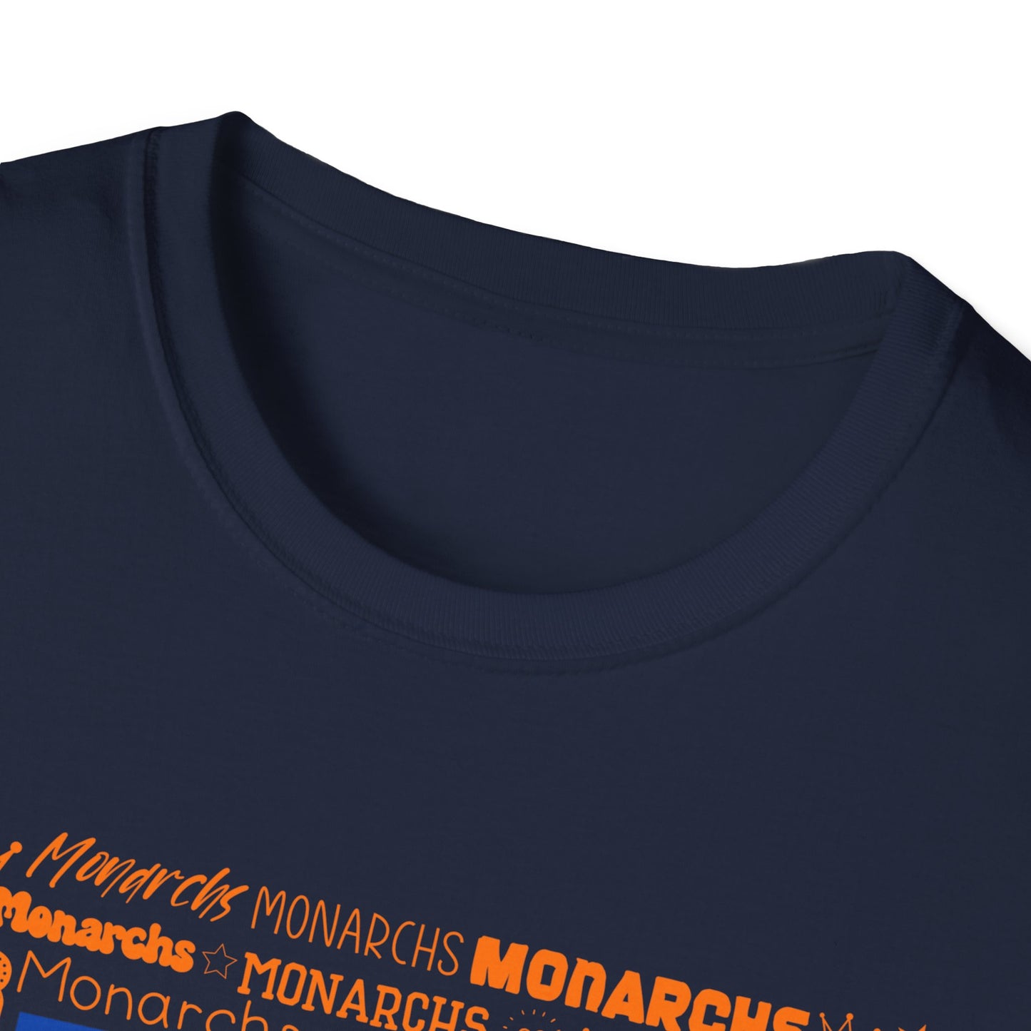 Blue Cow Print M Monarchs Unisex Softstyle T-Shirt - Monarchs Roar Graphic Tee for School Spirit