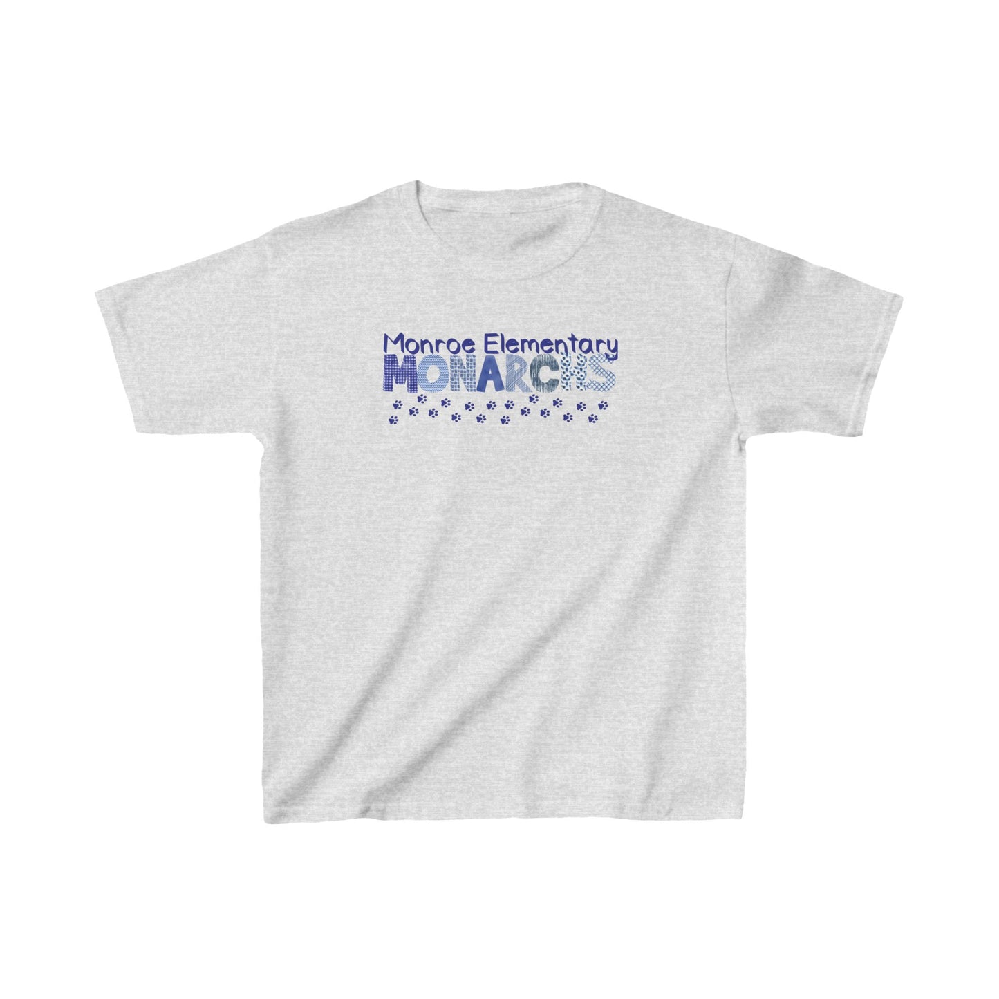 Kids Monroe Elementary Monarchs Blue Pattern Heavy Cotton™ Tee - School Spirit Shirt