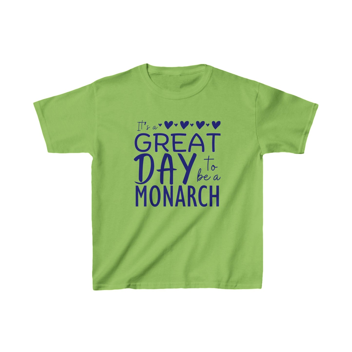 Kids Green Tee - "It's a Great Day to be a Monarch"