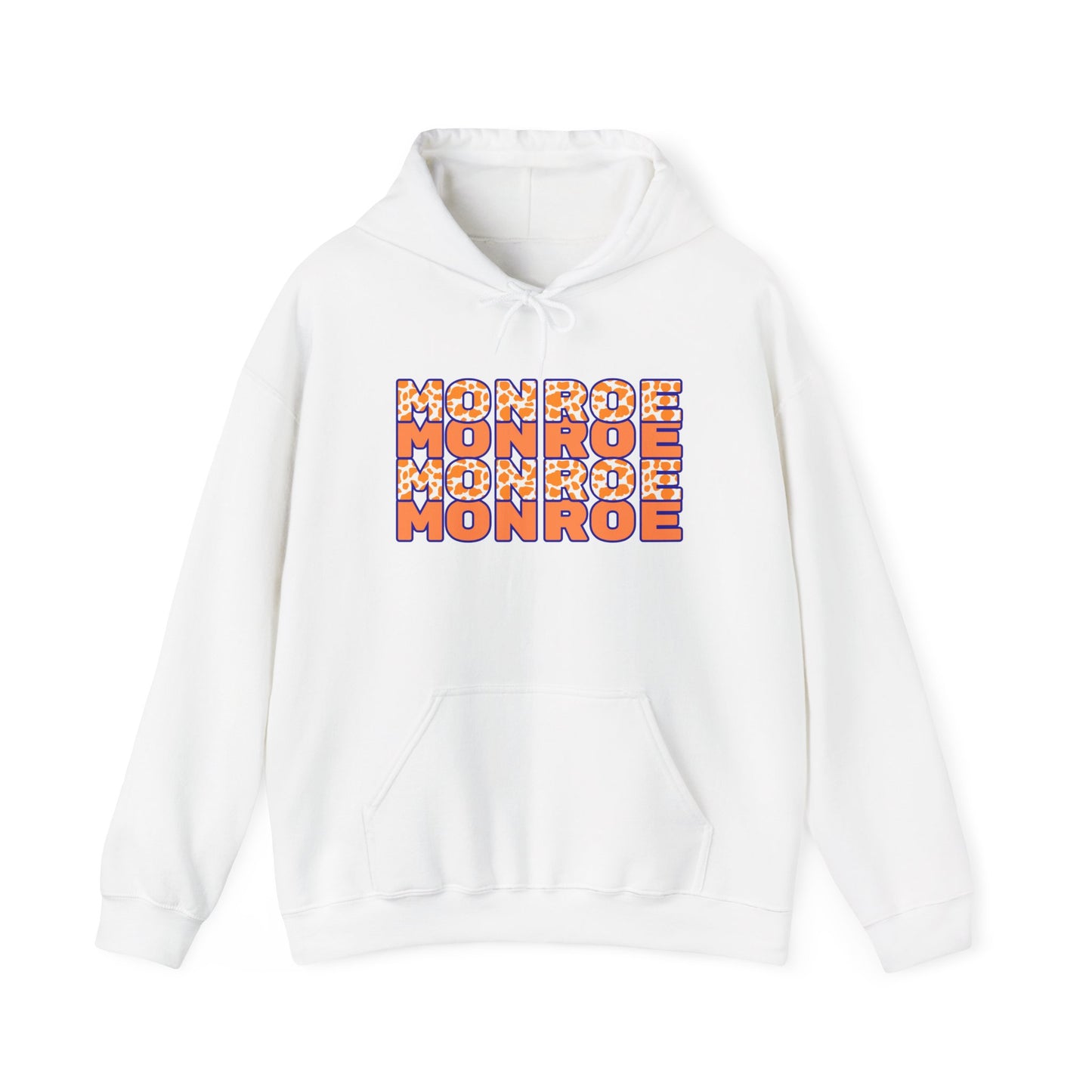 Monroe Spirit 2 dided Cow Print Unisex Heavy Blend™ Hooded Sweatshirt - Cozy and Stylish for Game Days