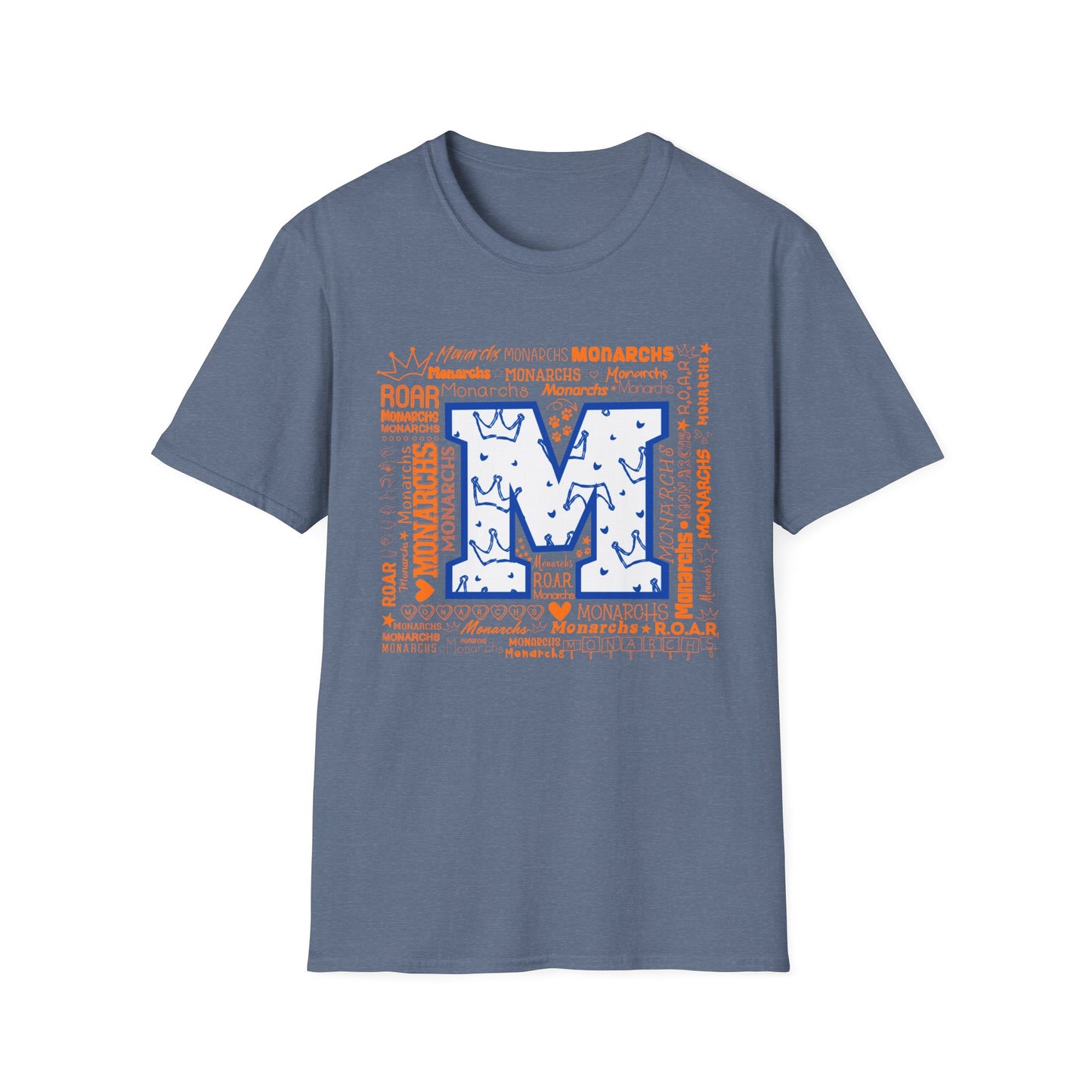 Blue M Crown Monarchs ROAR Unisex Softstyle T-Shirt - School Spirit Tee