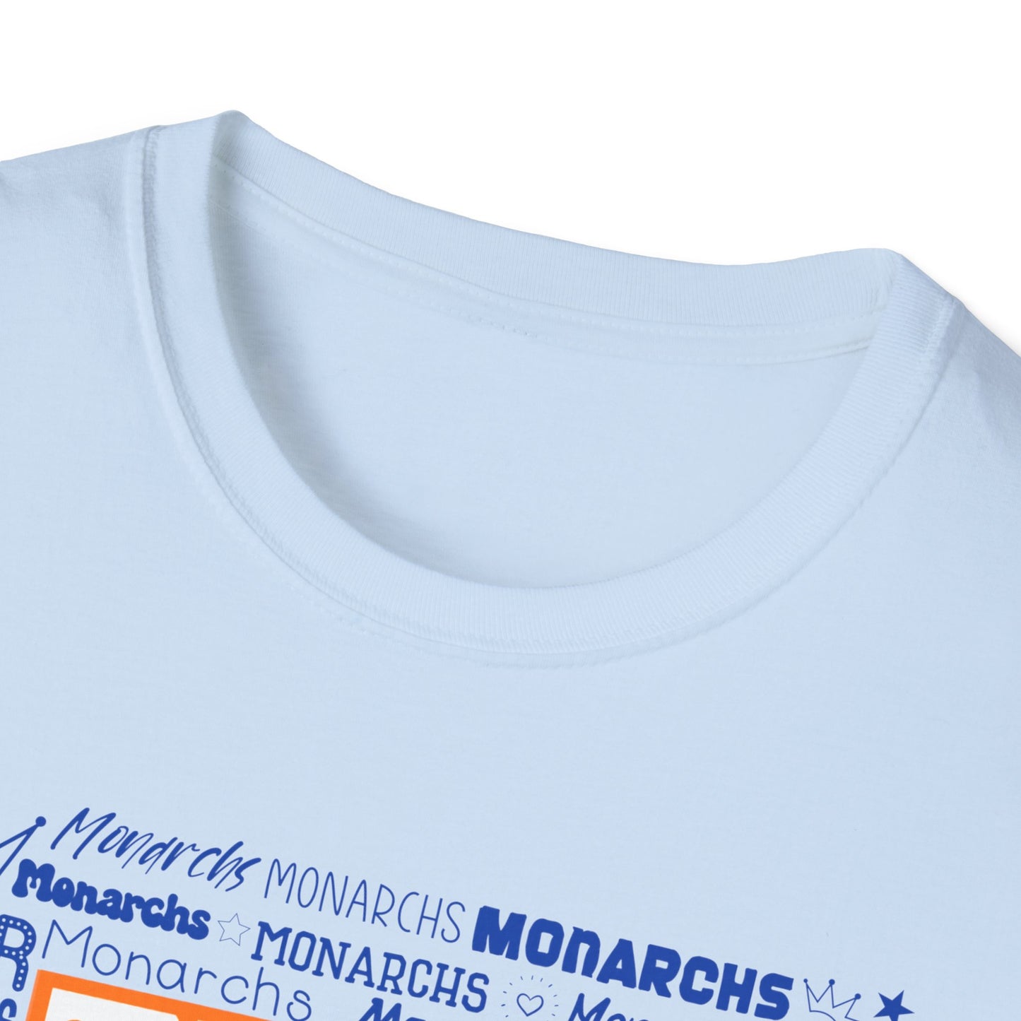 Orange Hearts M Monarch Unisex Softstyle T-Shirt - Perfect for School Spirit and Celebrations