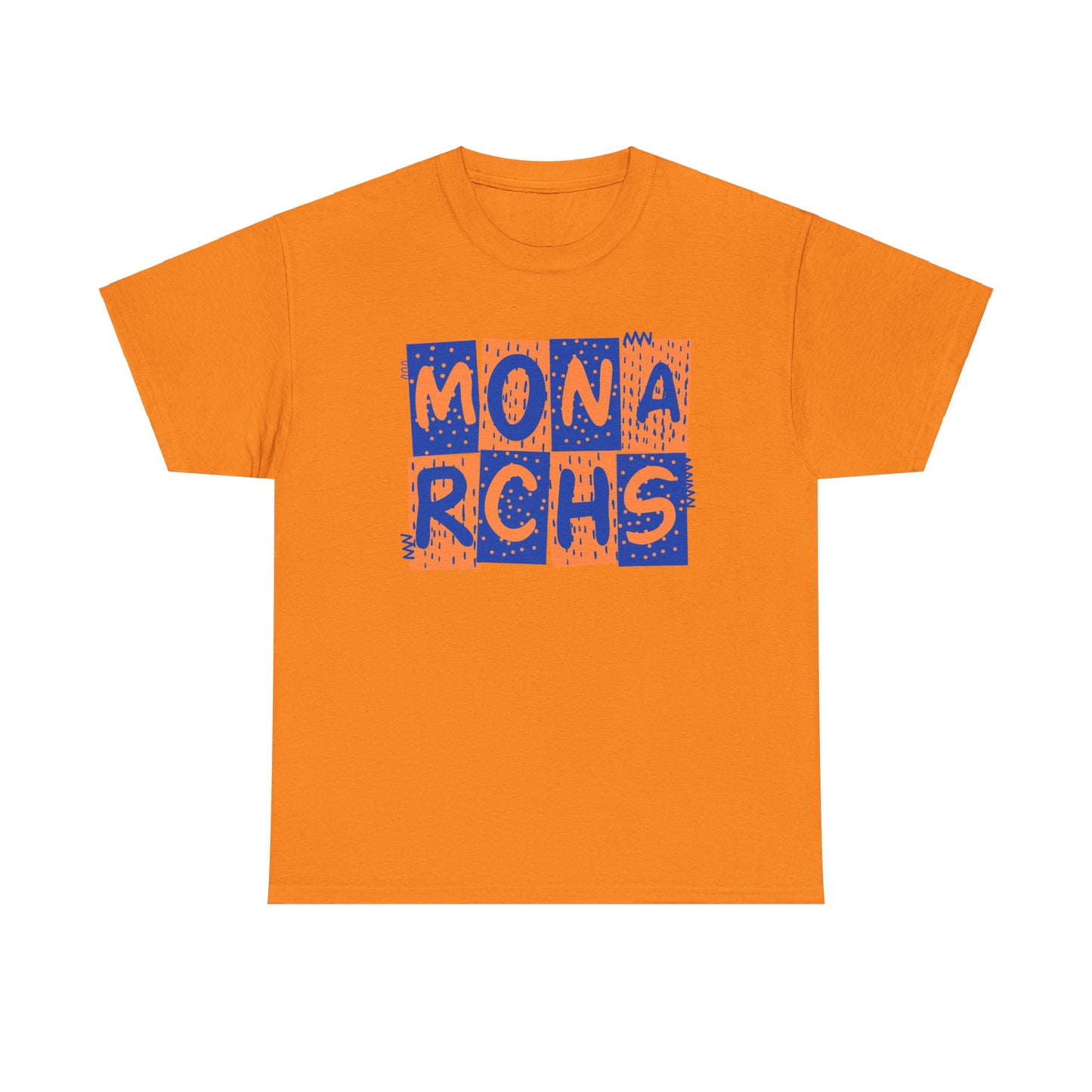 Monarchs Blue and Orange Squares Unisex Heavy Cotton Tee -