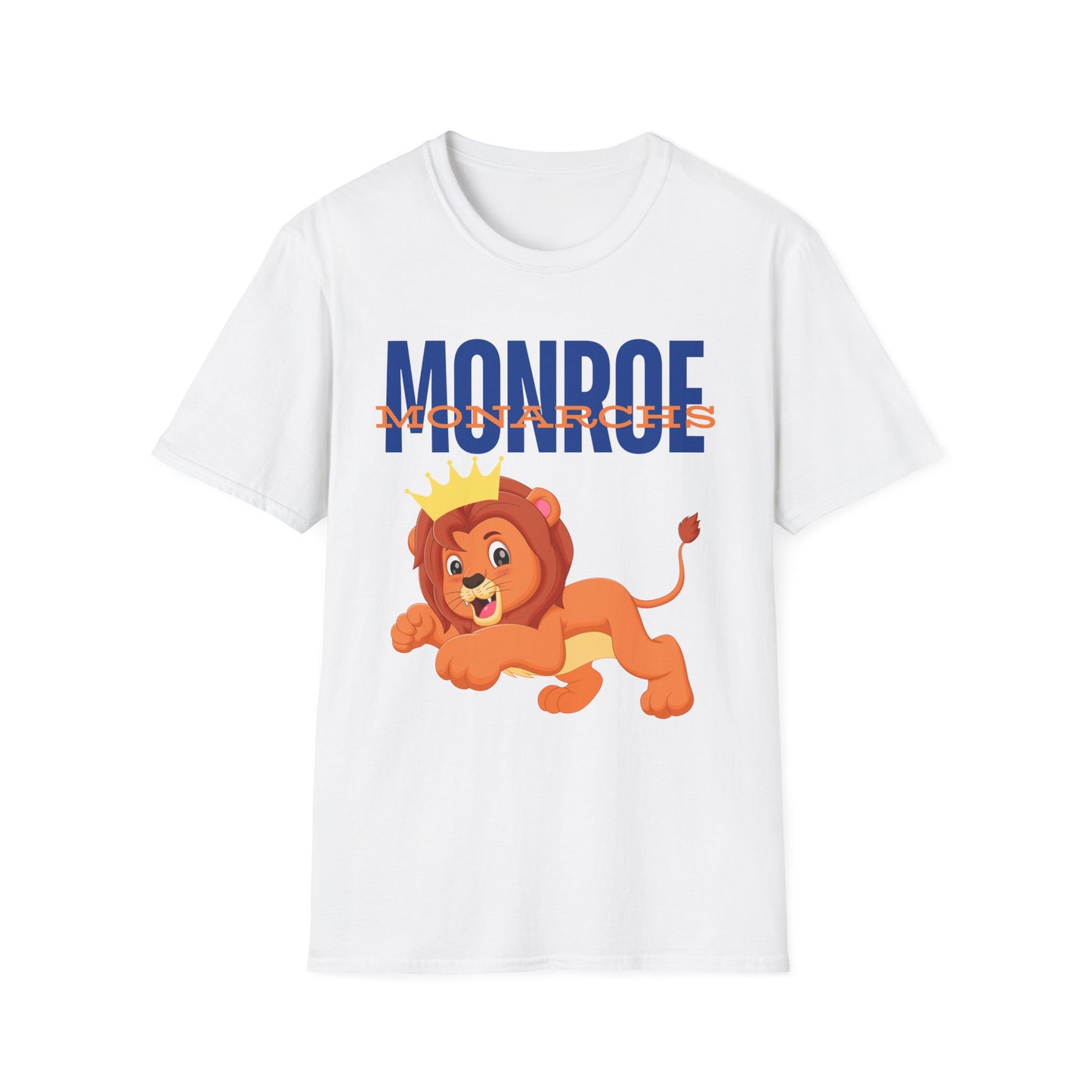 Monroe Monarchs Blue/Orange Jumping Lion Crown Design