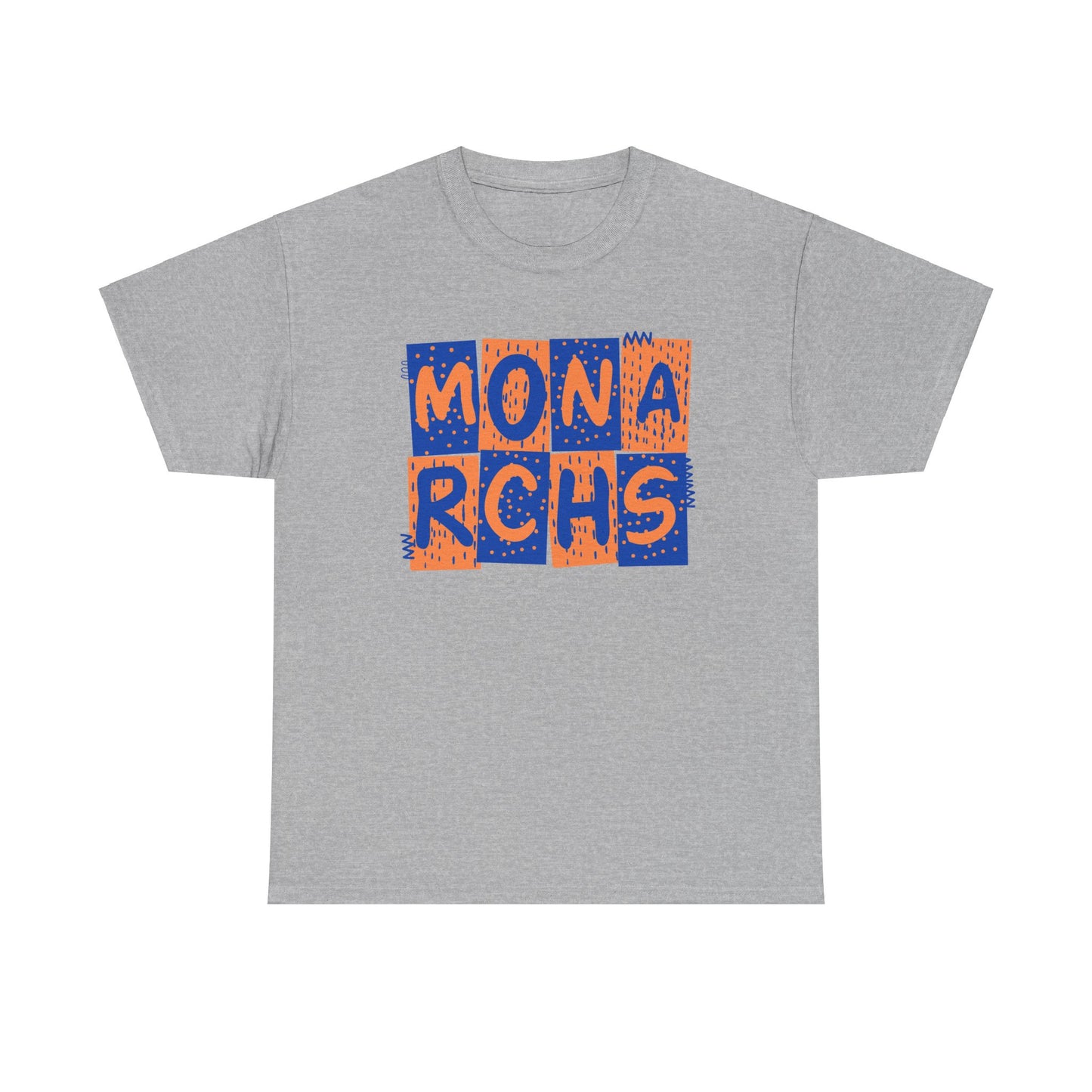 Monarchs Blue and Orange Squares Unisex Heavy Cotton Tee -