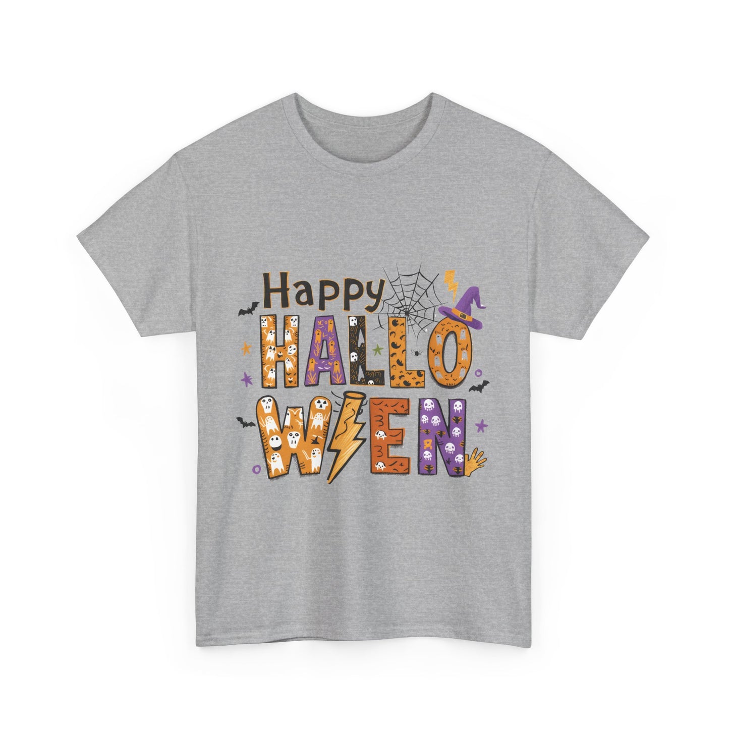 Happy Halloween Unisex Heavy Cotton Tee - Fun Festive Halloween School Teacher T-Shirt for Fall Celebrations