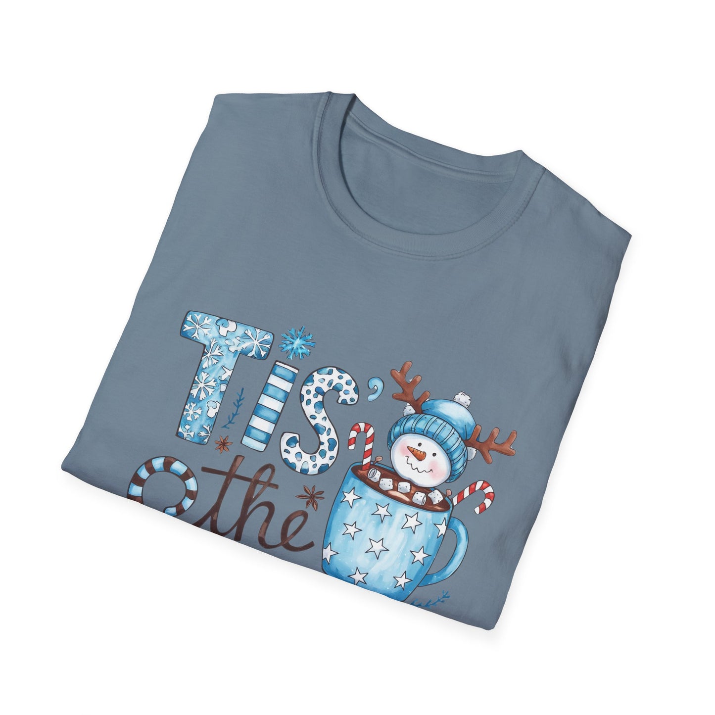 'Tis the Season Unisex Softstyle T-Shirt - Festive Holiday Tee with Snowman Design