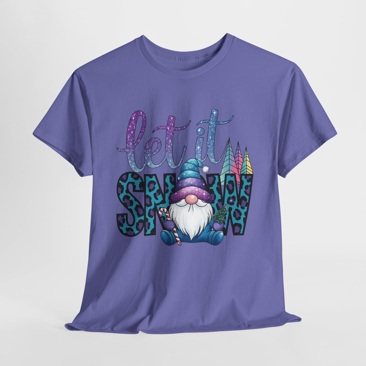Let It Snow Unisex Heavy Cotton Tee - Fun Winter Holiday Gnome Design