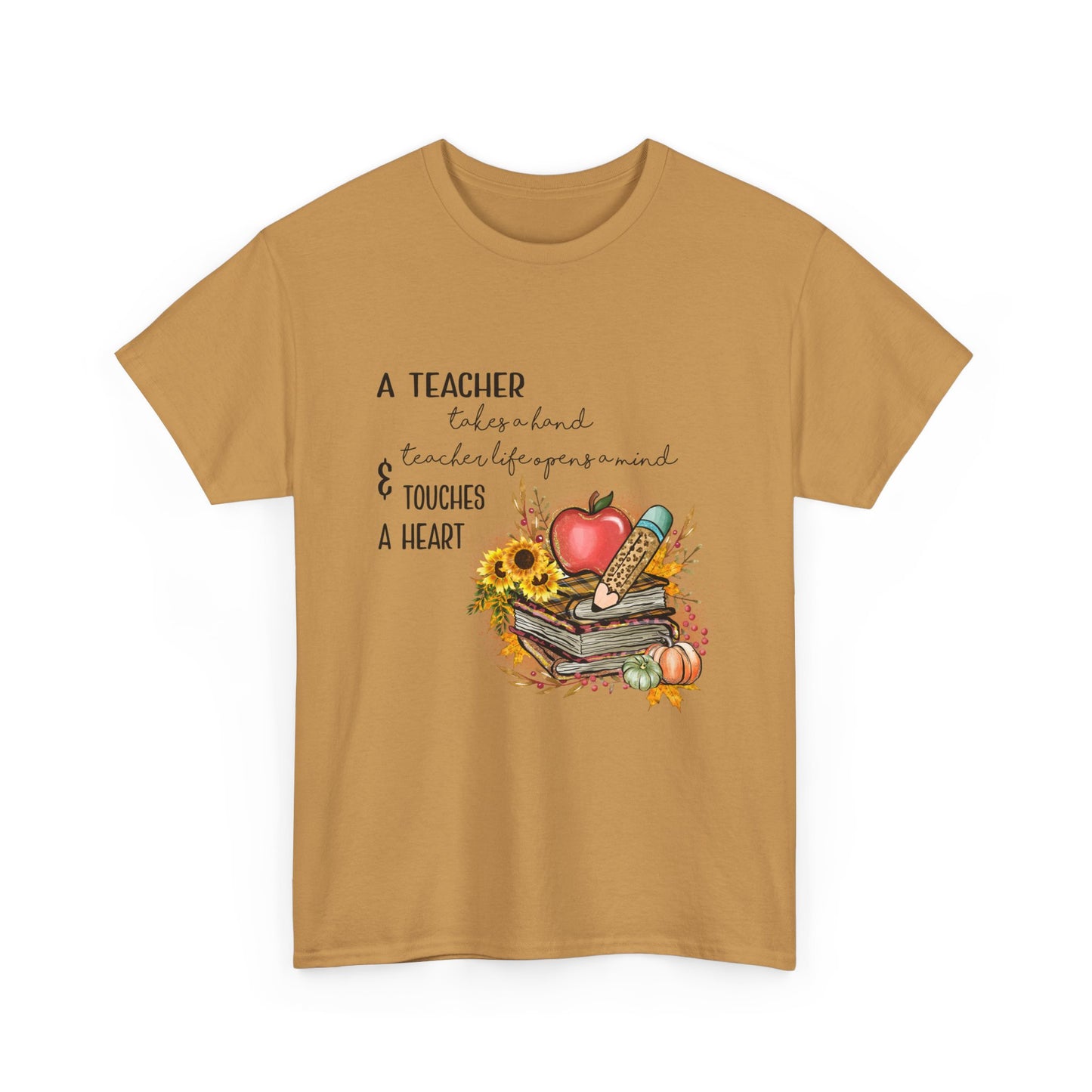 A Teacher Touches a Heart Fall Unisex Heavy Cotton Tee