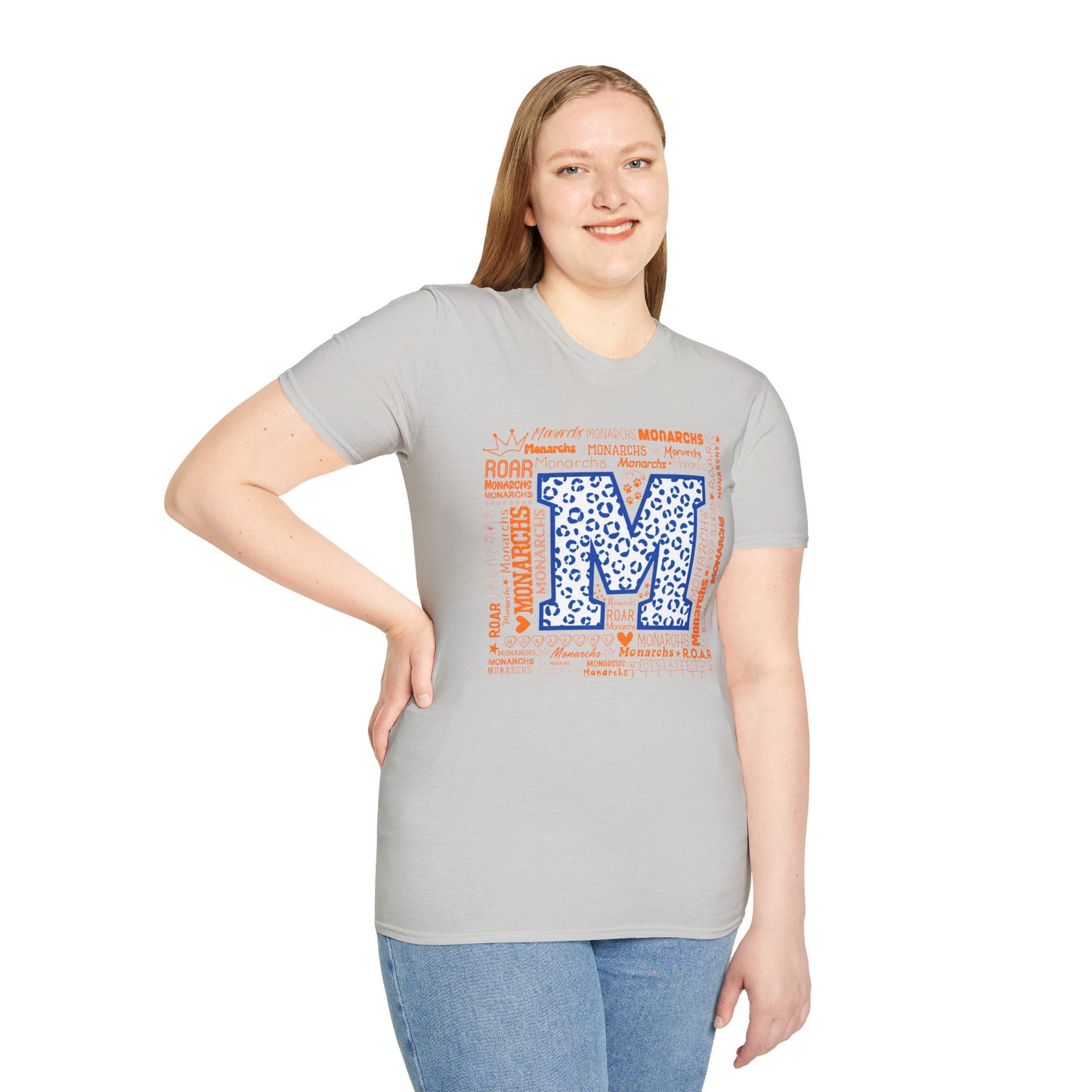 Blue Leopard M Monarchs Roar Unisex Softstyle T-Shirt - Fun Leopard Print Design
