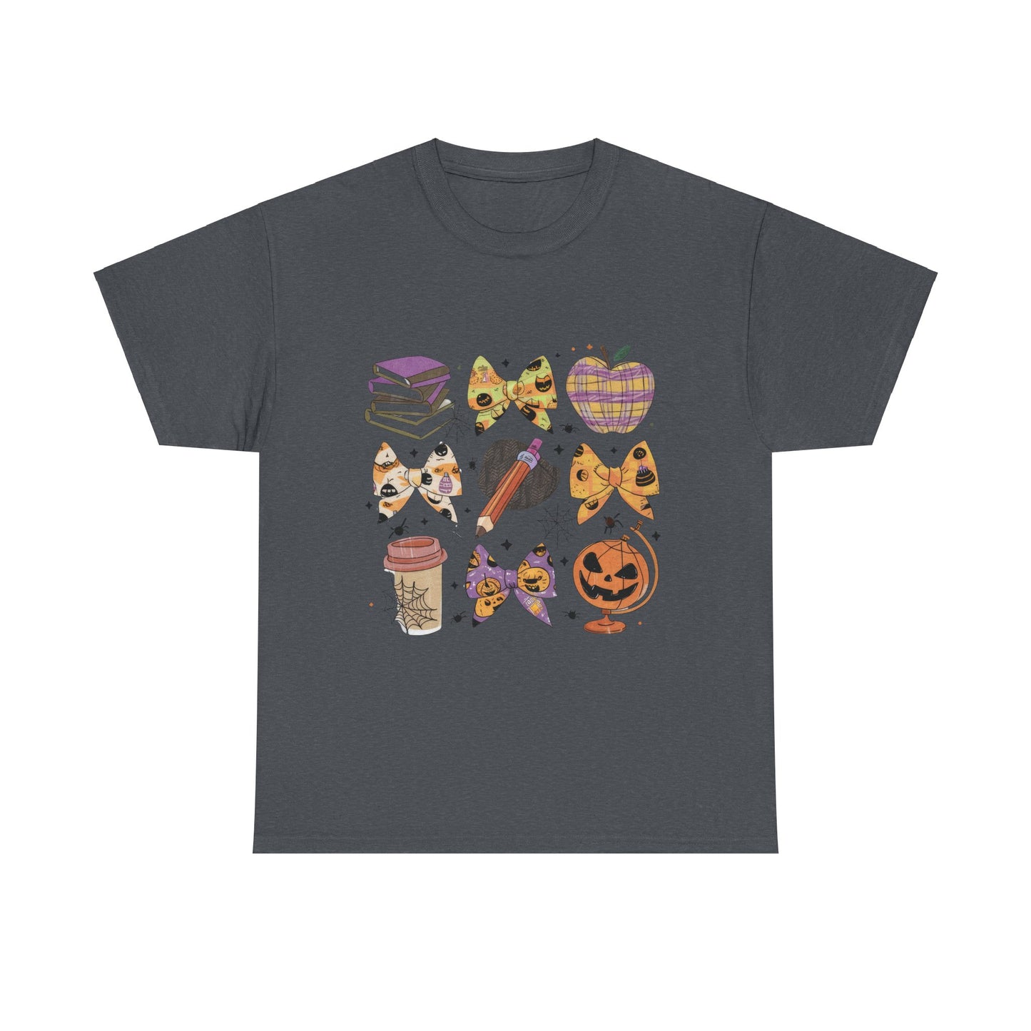 Cute Cat & Pumpkin Halloween School Teacher Unisex Heavy Cotton Tee