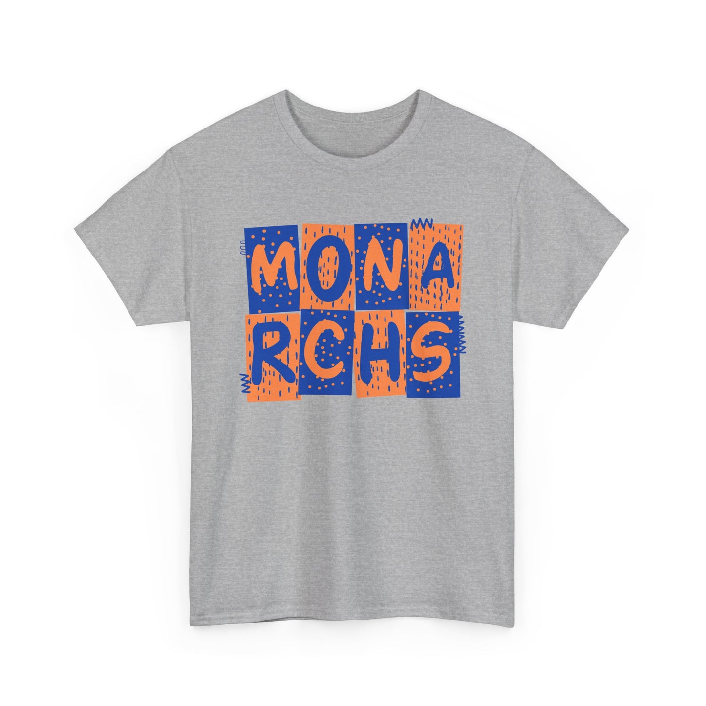 Monarchs Blue and Orange Squares Unisex Heavy Cotton Tee -
