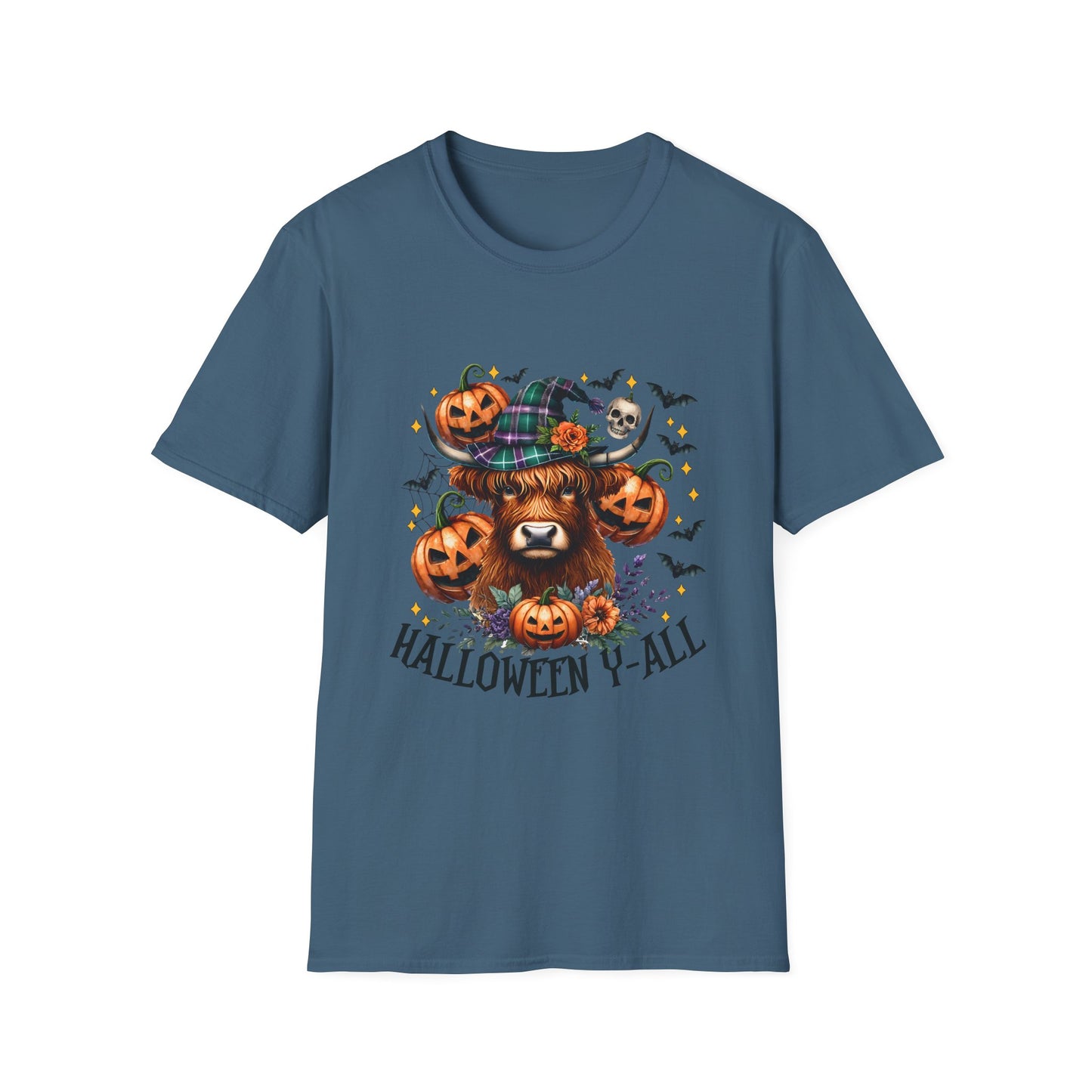 Halloween Cow Halloween Y'all Unisex Softstyle T-Shirt - Cute & Cozy for Fall Celebrations