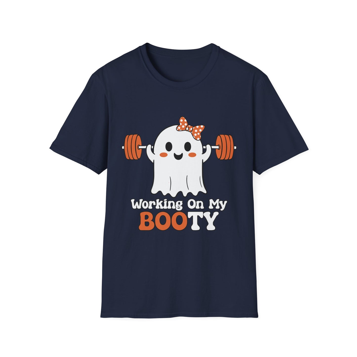 Funny Ghost Workout T-Shirt - "Working On My BOOTY" Halloween Tee