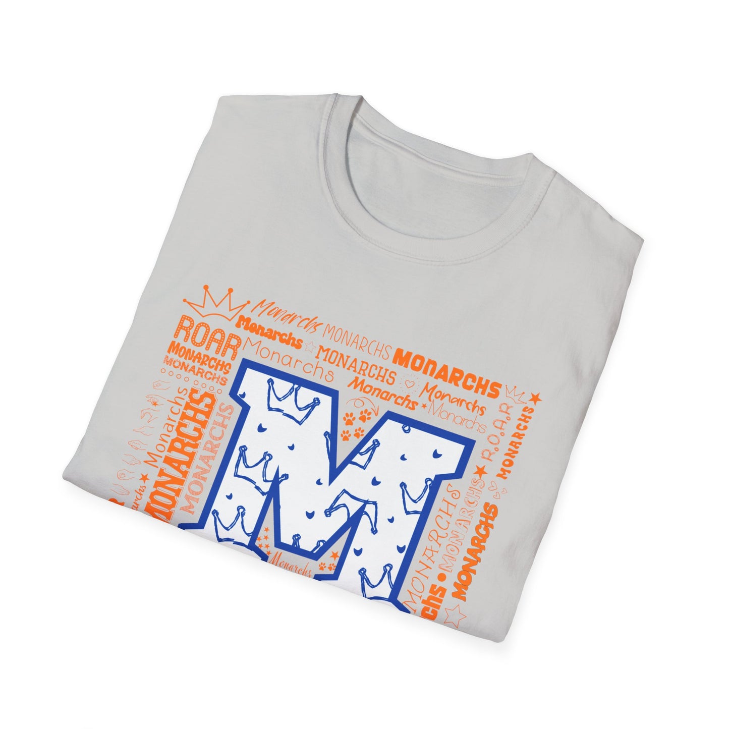 Blue M Crown Monarchs ROAR Unisex Softstyle T-Shirt - School Spirit Tee