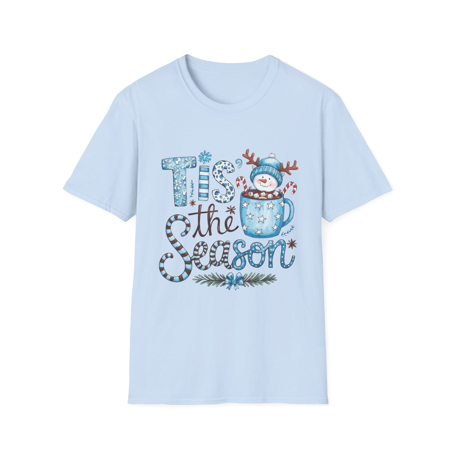 'Tis the Season Unisex Softstyle T-Shirt - Festive Holiday Tee with Snowman Design