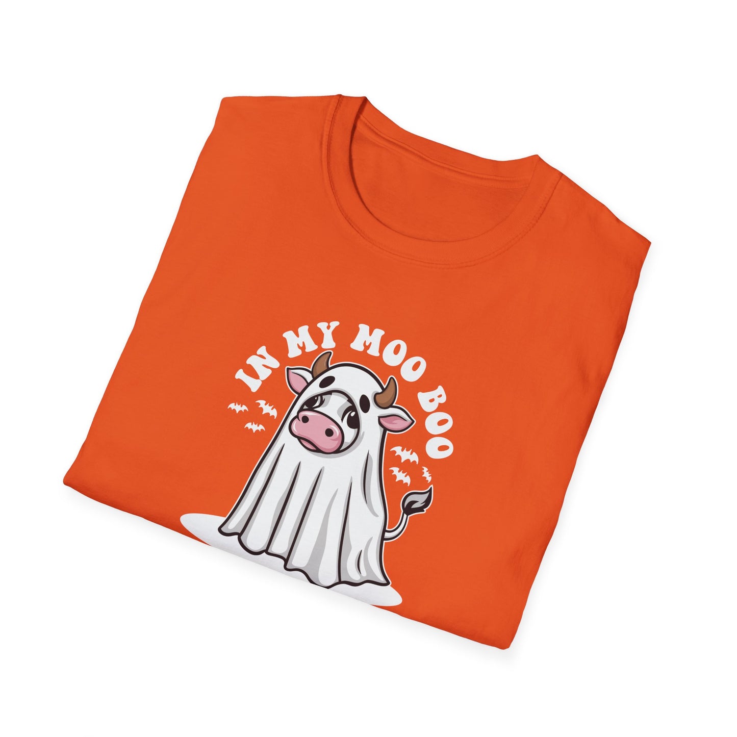 Funny Cow Ghost Unisex Softstyle T-Shirt for Halloween "In My Moo Boo Era"