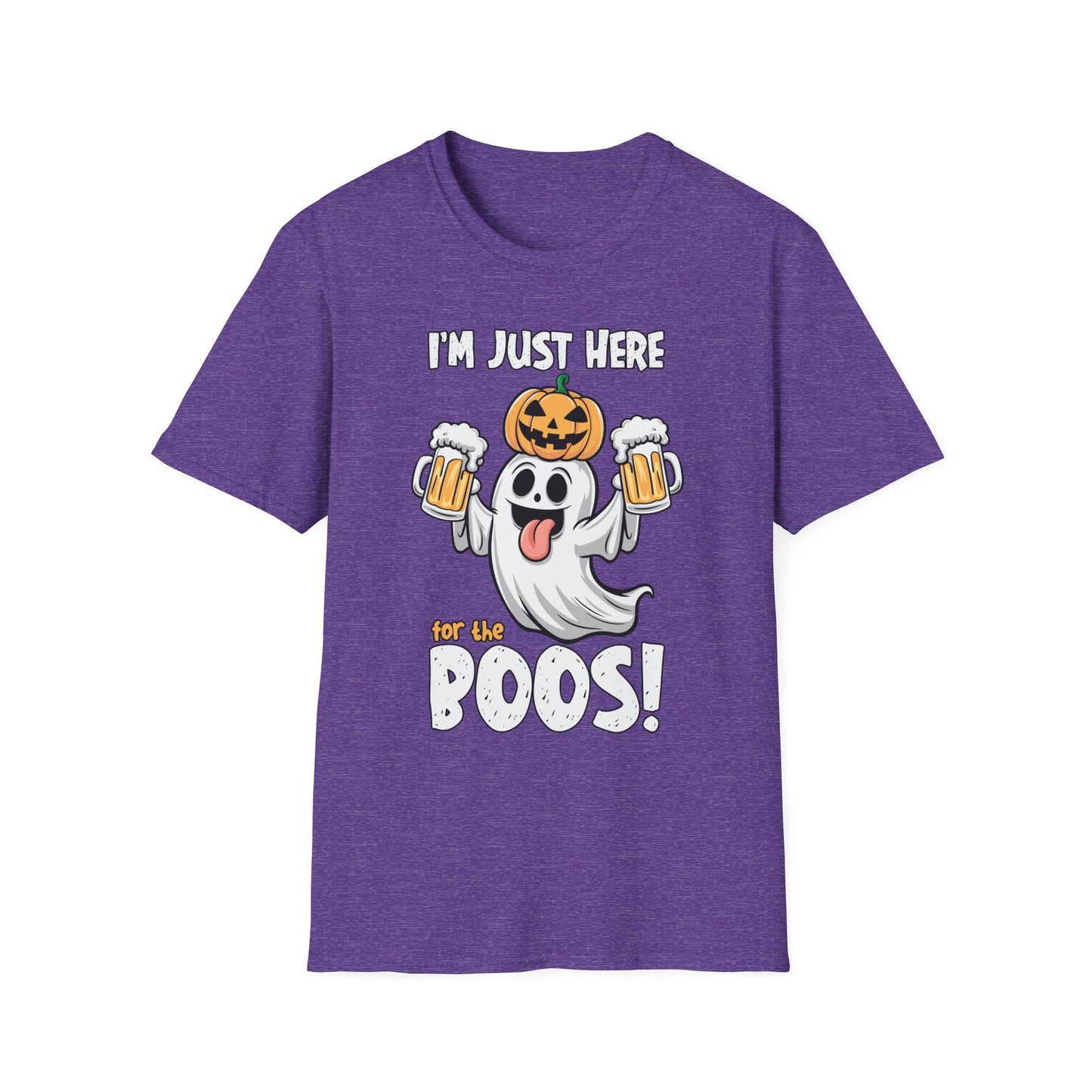 Funny Halloween Ghost T-Shirt - "I'm Just Here for the Boos!" - Unisex Softstyle