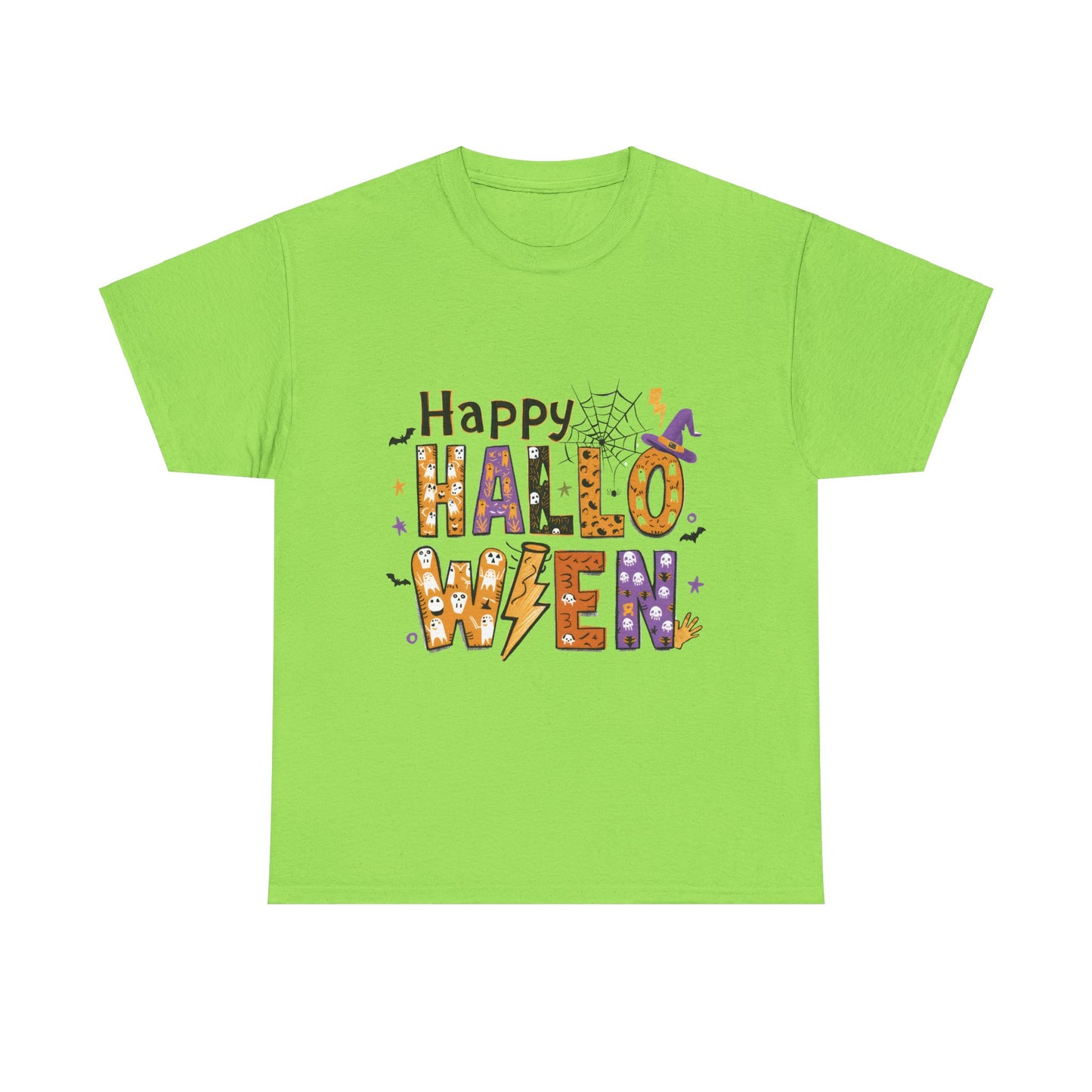 Happy Halloween Unisex Heavy Cotton Tee - Fun Festive Halloween School Teacher T-Shirt for Fall Celebrations