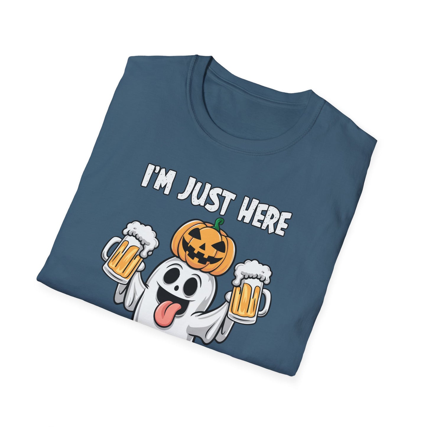 Funny Halloween Ghost T-Shirt - "I'm Just Here for the Boos!" - Unisex Softstyle