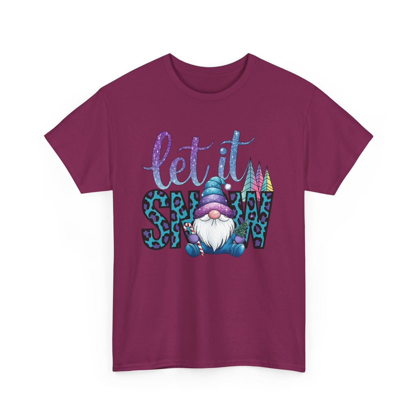 Let It Snow Unisex Heavy Cotton Tee - Fun Winter Holiday Gnome Design