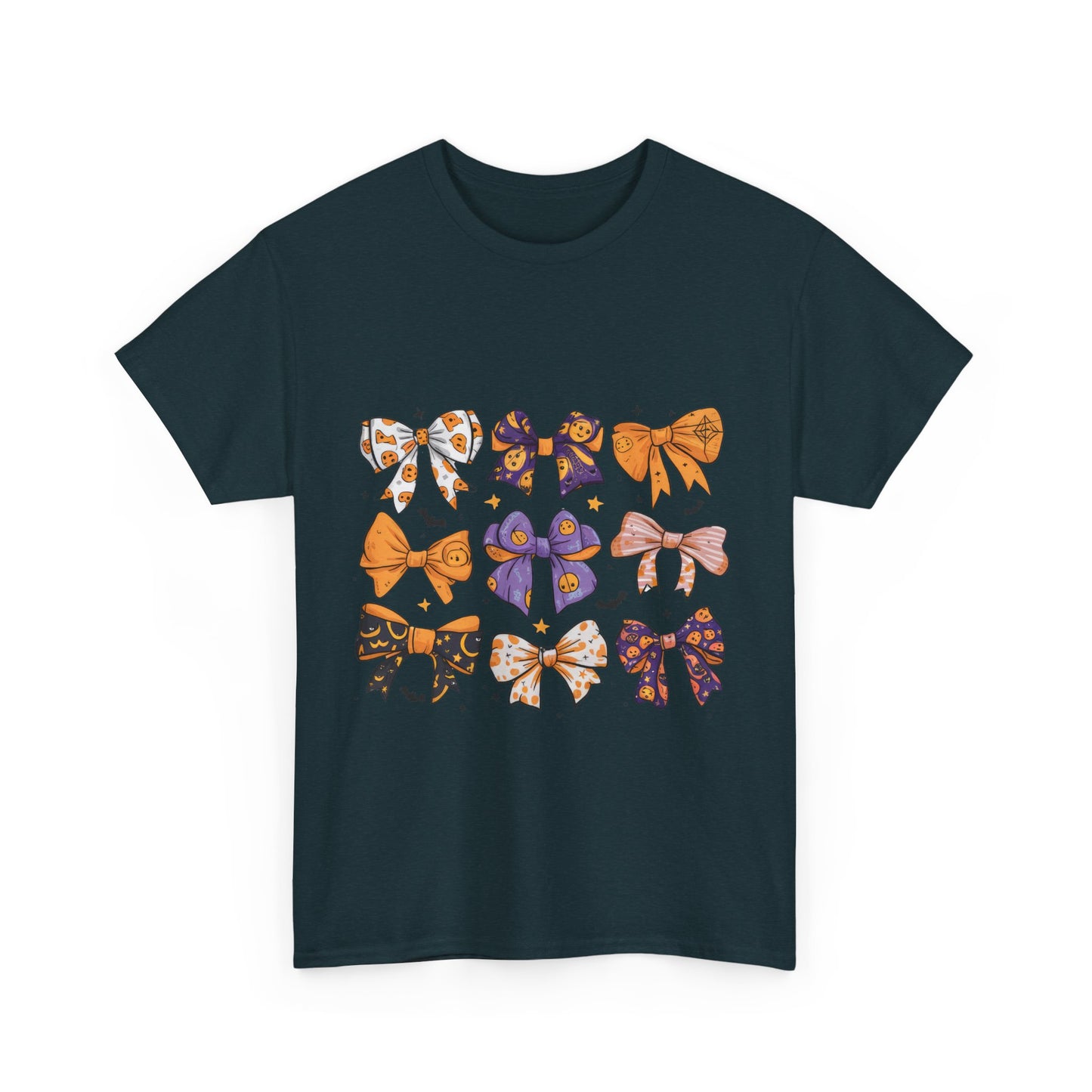 Halloween Bow Pattern School Teacher Unisex Heavy Cotton Tee