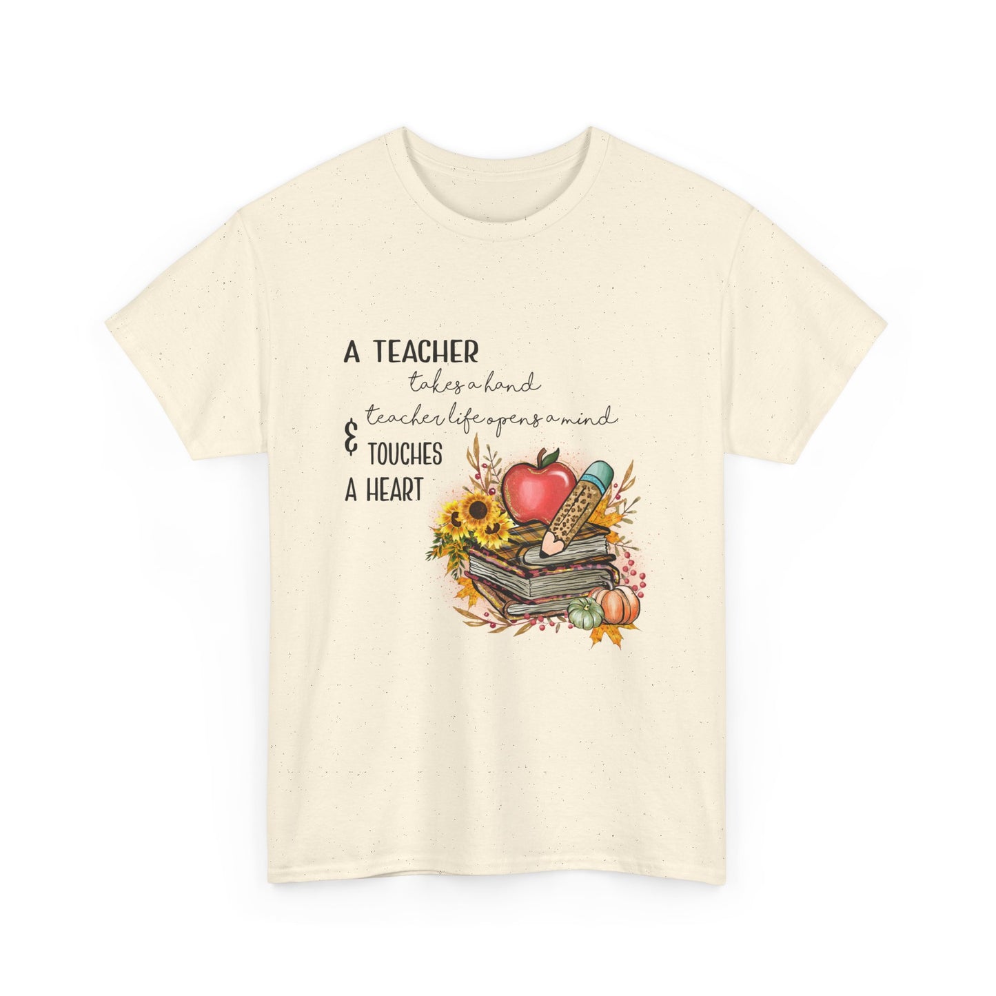 A Teacher Touches a Heart Fall Unisex Heavy Cotton Tee
