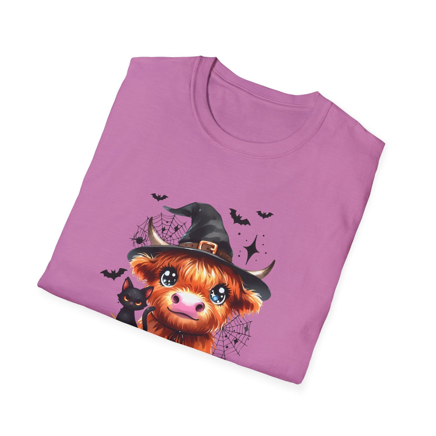 Halloween Cow Graphic T-Shirt - "We're Out at Midnight" - Unisex Softstyle Tee