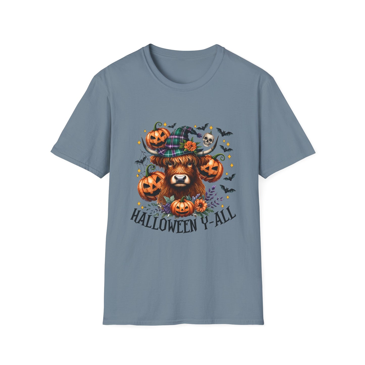 Halloween Cow Halloween Y'all Unisex Softstyle T-Shirt - Cute & Cozy for Fall Celebrations