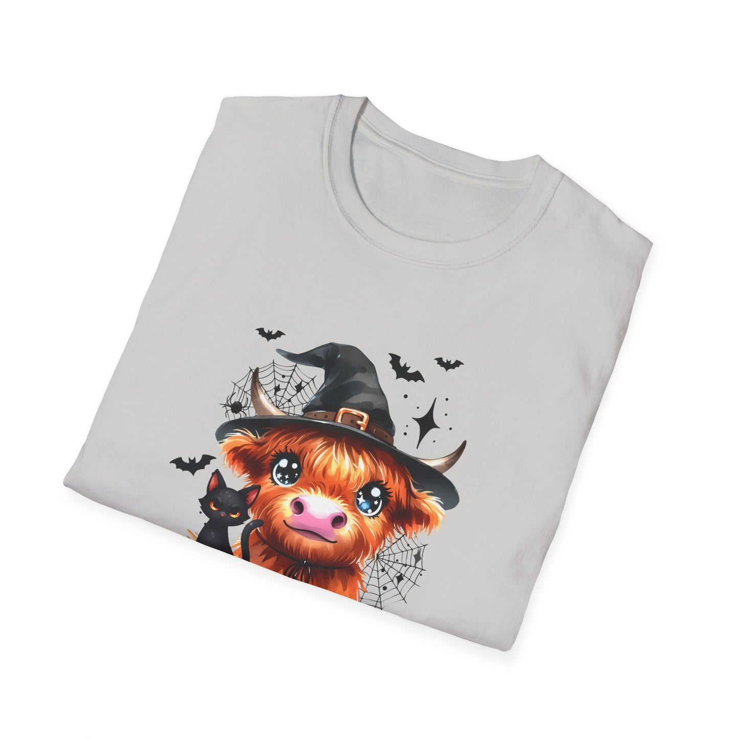 Halloween Cow Graphic T-Shirt - "We're Out at Midnight" - Unisex Softstyle Tee