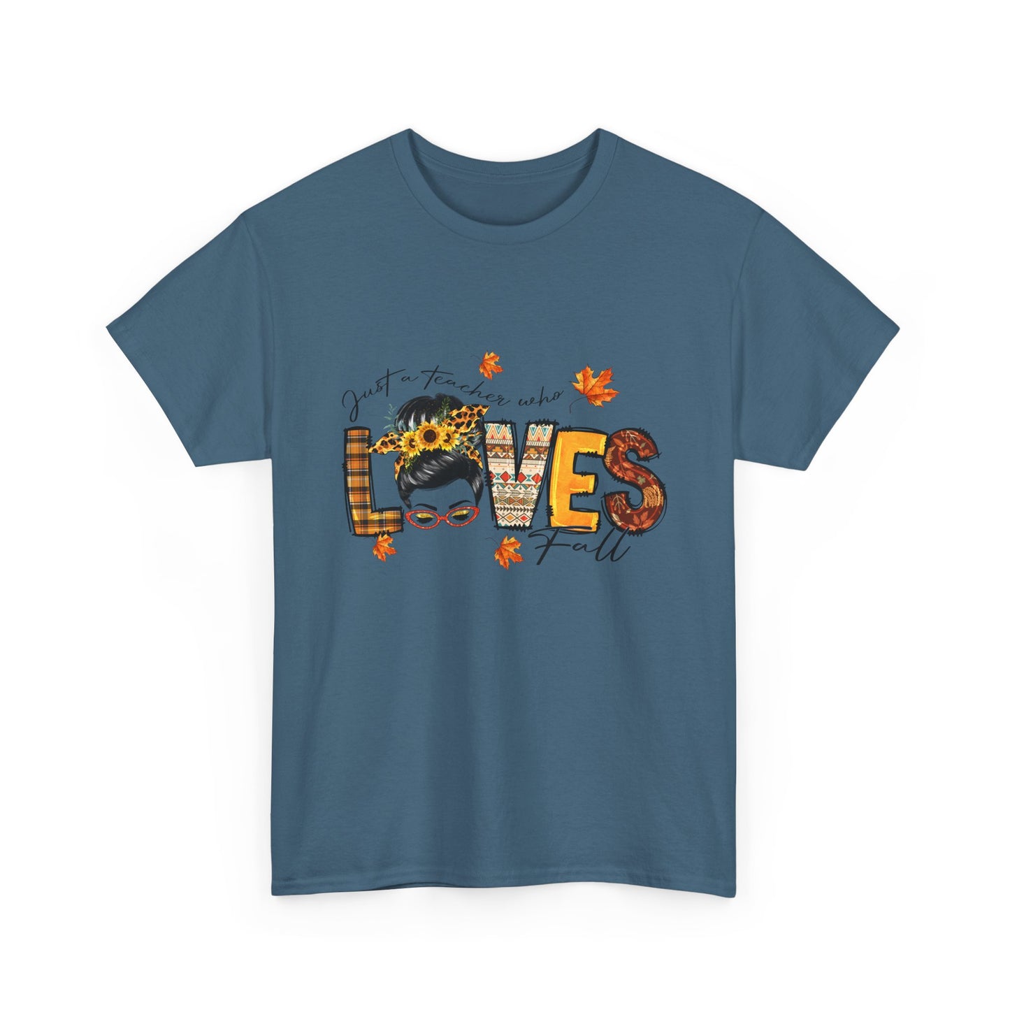 Fall Vibes Unisex Heavy Cotton Tee - 'Loves Fall' Floral Design
