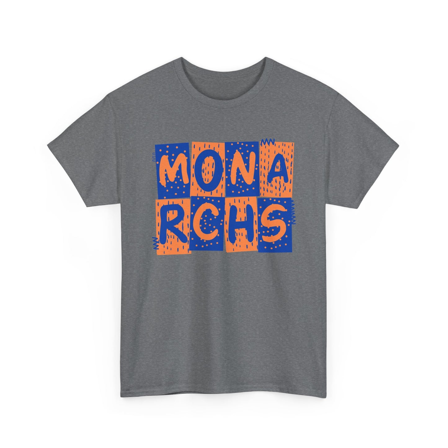 Monarchs Blue and Orange Squares Unisex Heavy Cotton Tee -