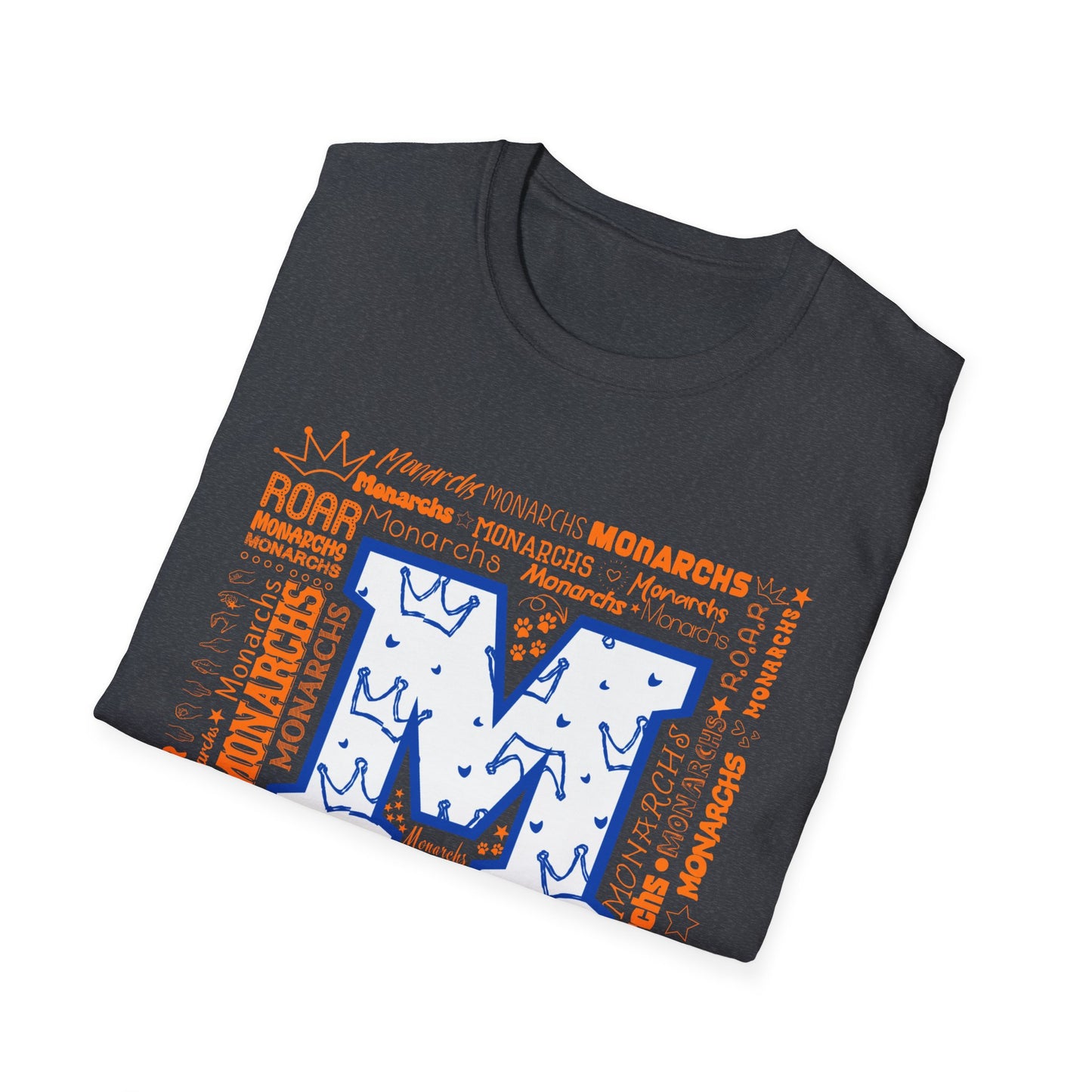 Blue M Crown Monarchs ROAR Unisex Softstyle T-Shirt - School Spirit Tee