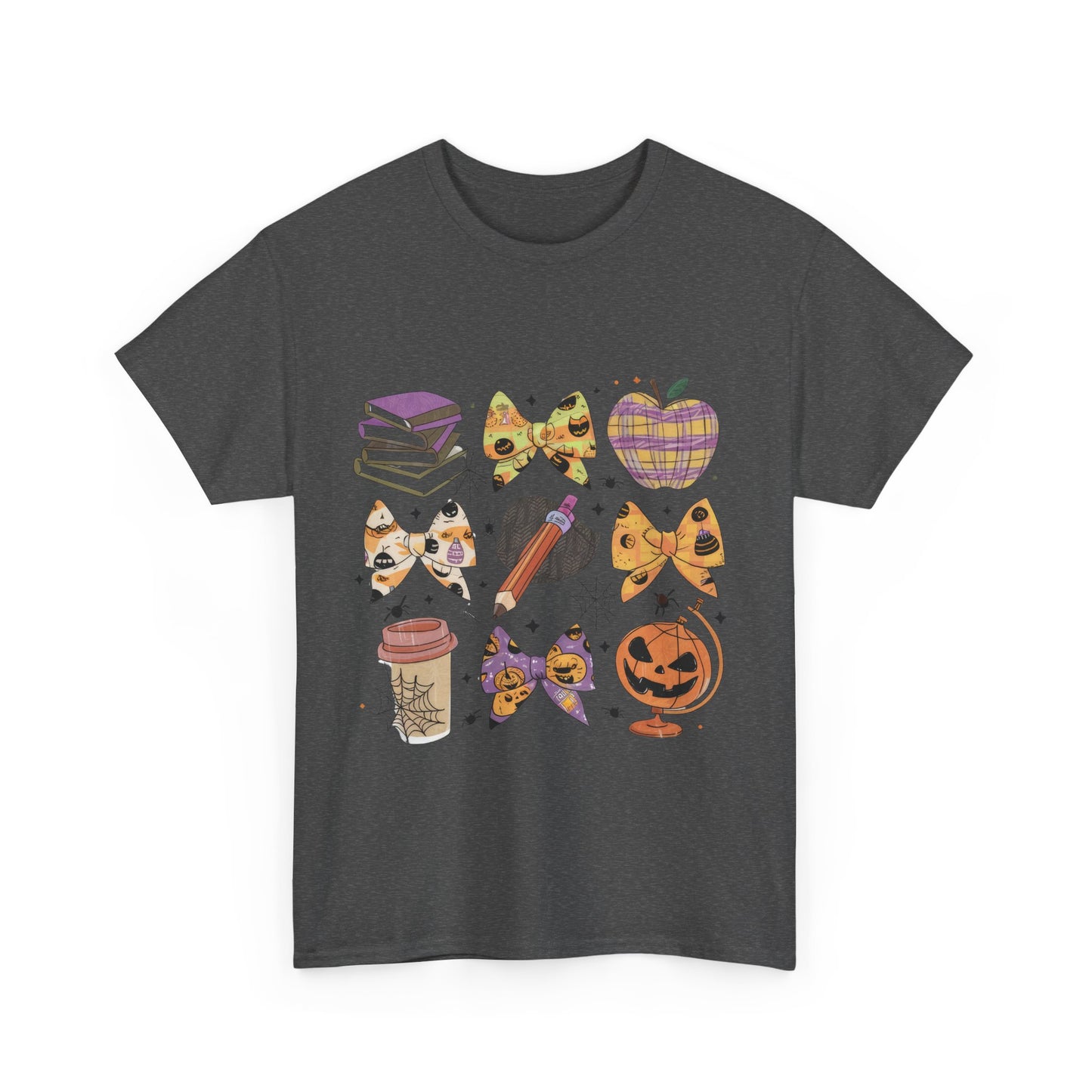 Cute Cat & Pumpkin Halloween School Teacher Unisex Heavy Cotton Tee