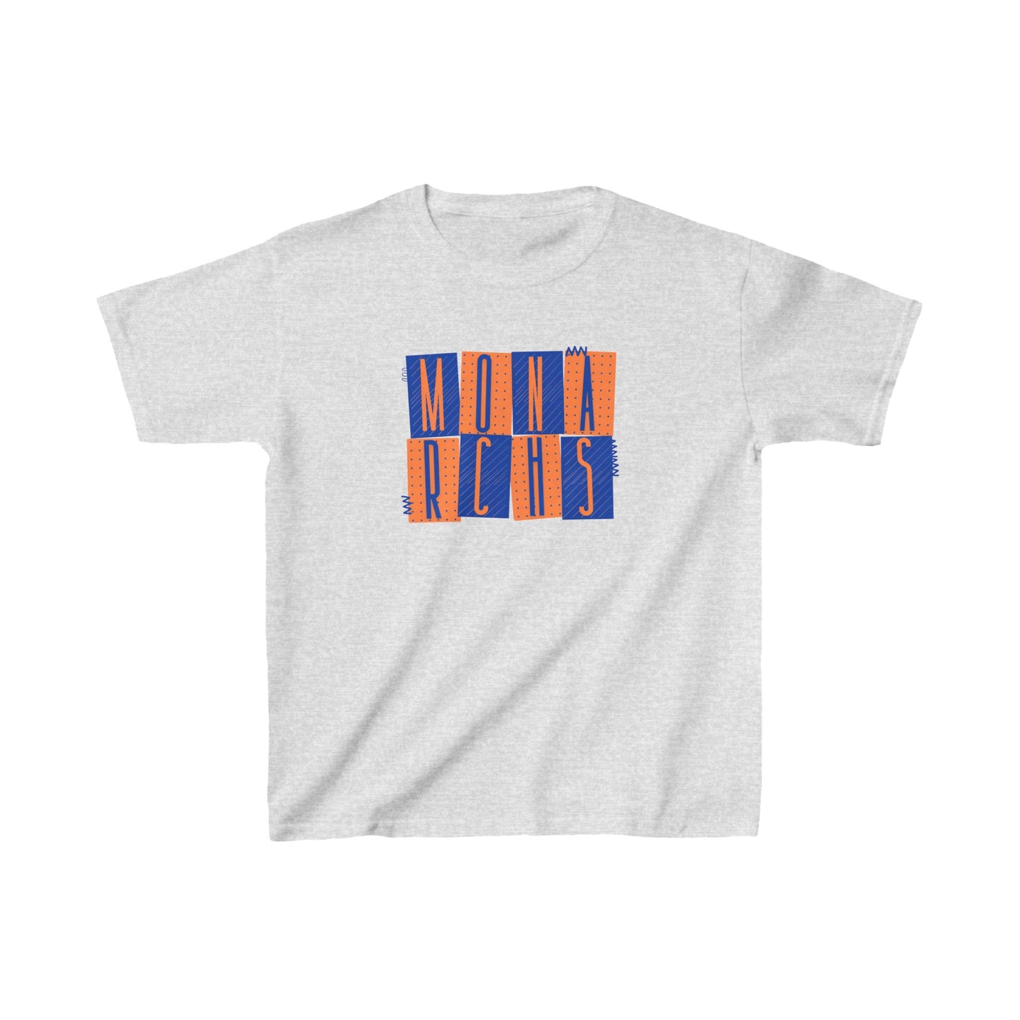 Kids Monarchs Squares Heavy Cotton Tee - Fun & Vibrant Youth Shirt